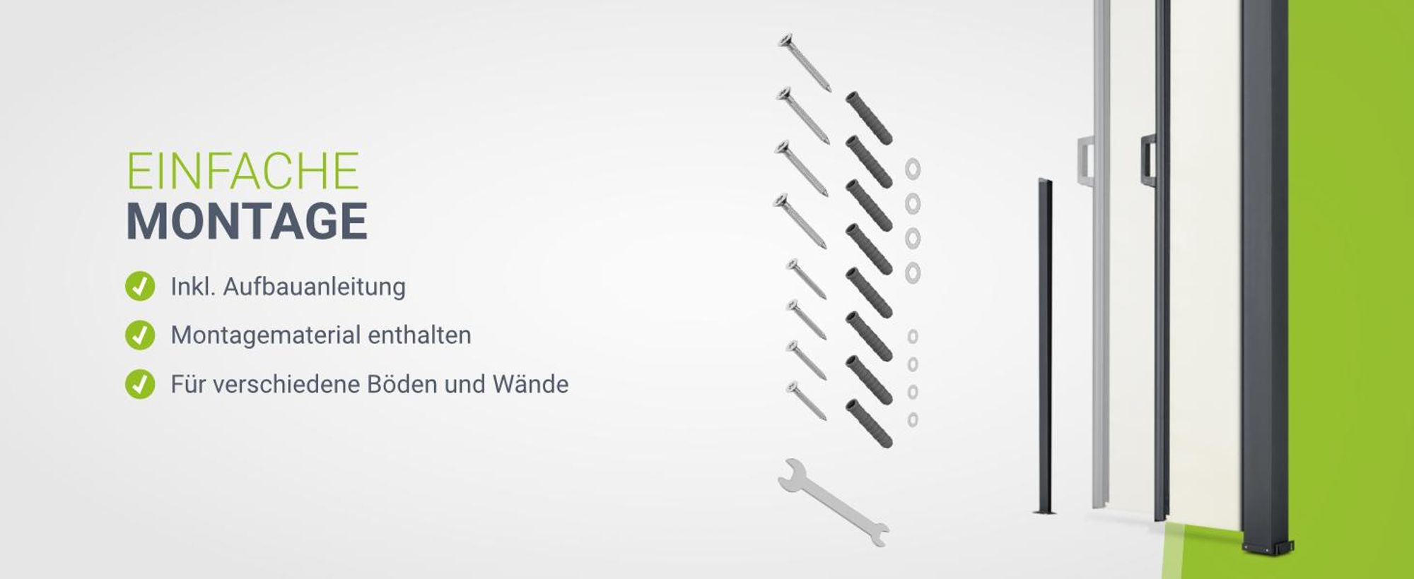 Juskys Seitenmarkise Dubai 500 x 180 cm ausziehbar blickdicht, Sichtschutz & Windschutz für Balkon & Terrasse, Seitenrollo mit Wandhalterung - beige