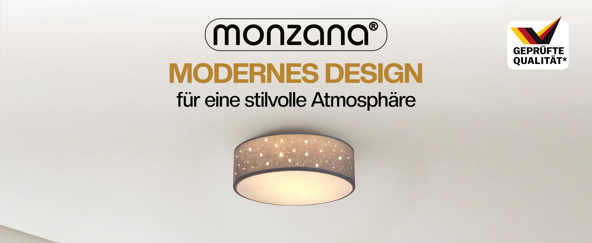 MONZANA® Deckenlampe Sternenhimmel Wohnzimmer Schlafzimmer E27 Grau Rund 30cm Stoffschirm 1-Flammig 40W Küche Lampe Deckenleuchte Stoffdeckenlampe