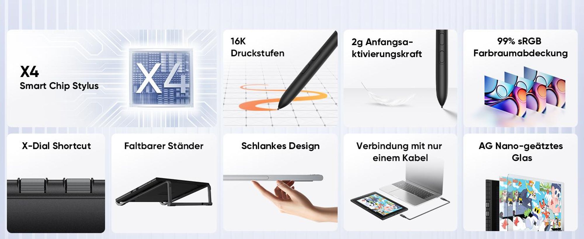XPPen Artist 12 3rd, Kabelgebunden, 5080 lpi, 264 x 149 mm, USB, Stift, 60°