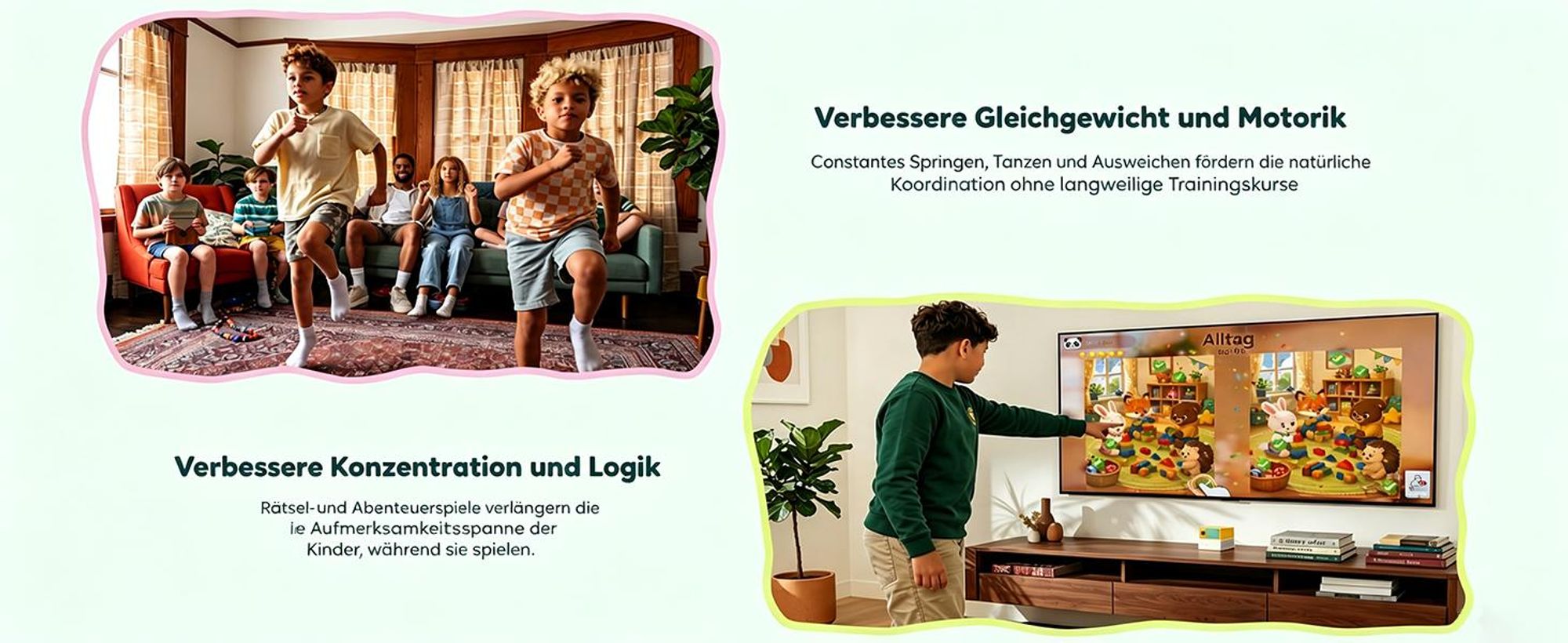 Blackview PlayPop 8 Spielkonsole für TV, 17-Punkt-KI-Tracking, ohne Controller, bis 4 Spieler, 6 Spielkategorien, HDMI, Geschenk für Kinder