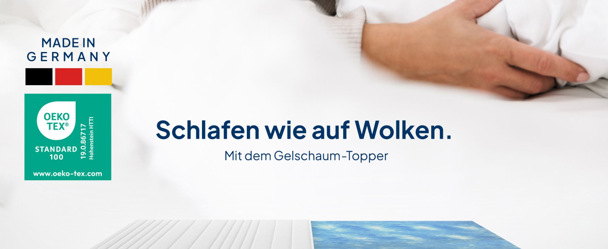 AM Qualitätsmatratzen | Basic Gelschaum-Topper | 100x200 cm | 6 cm Höhe | Matratzentopper | 100/200 | Gel Topper