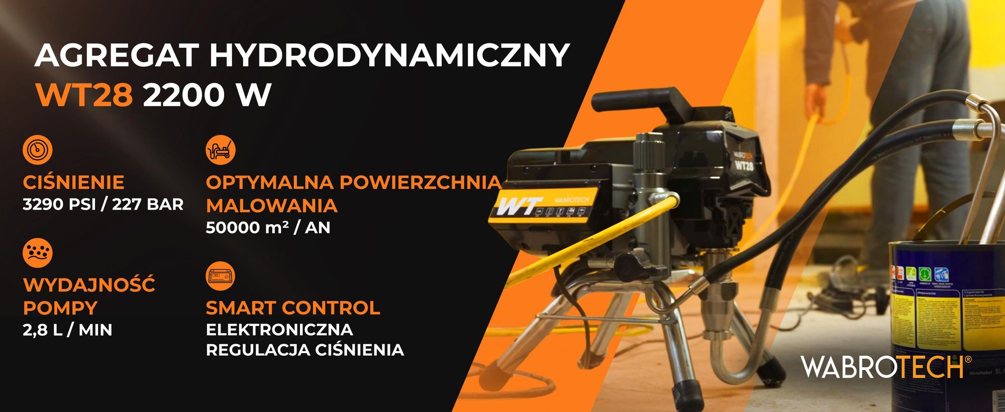 Agregat malarski 2,8L Pistolet hydrodynamiczny 2200W WT28 WABROTECH