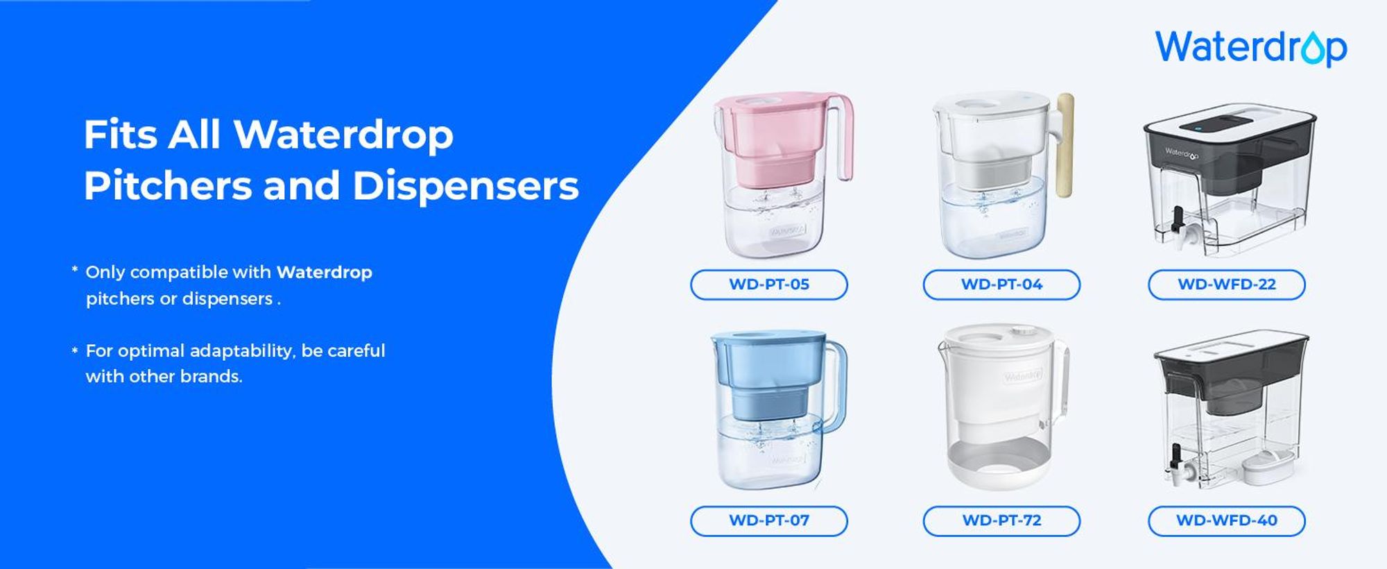 Waterdrop Wasserfilterkartuschen, WD-PF01A-P Upgrade NSF 53 & 42 & 372 e Ersatzfilter für Waterdrop Krüge und Spender