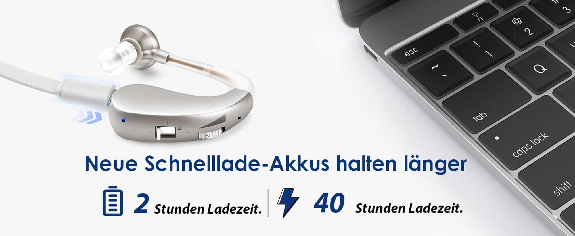 Geräusch Verstärker, Gerät wiederaufladbar lange Akkulaufzeit hochauflösende Klangqualität Rauschunterdrückungsfunktion silberne (Einzelpackung)