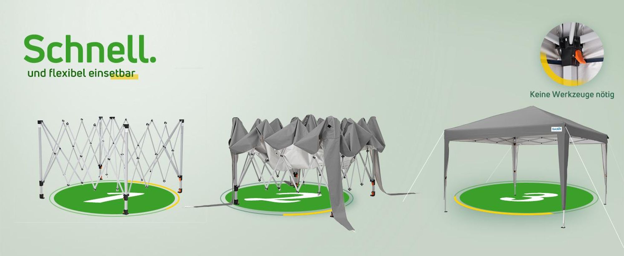 Quictent Pavillon, 2.4x2.4m Faltpavillon mit 4 Seitenteilen, Wasserdicht Gartenpavillon,Partyzelt Gartenzelt für Fest und Flohmarkt Grau