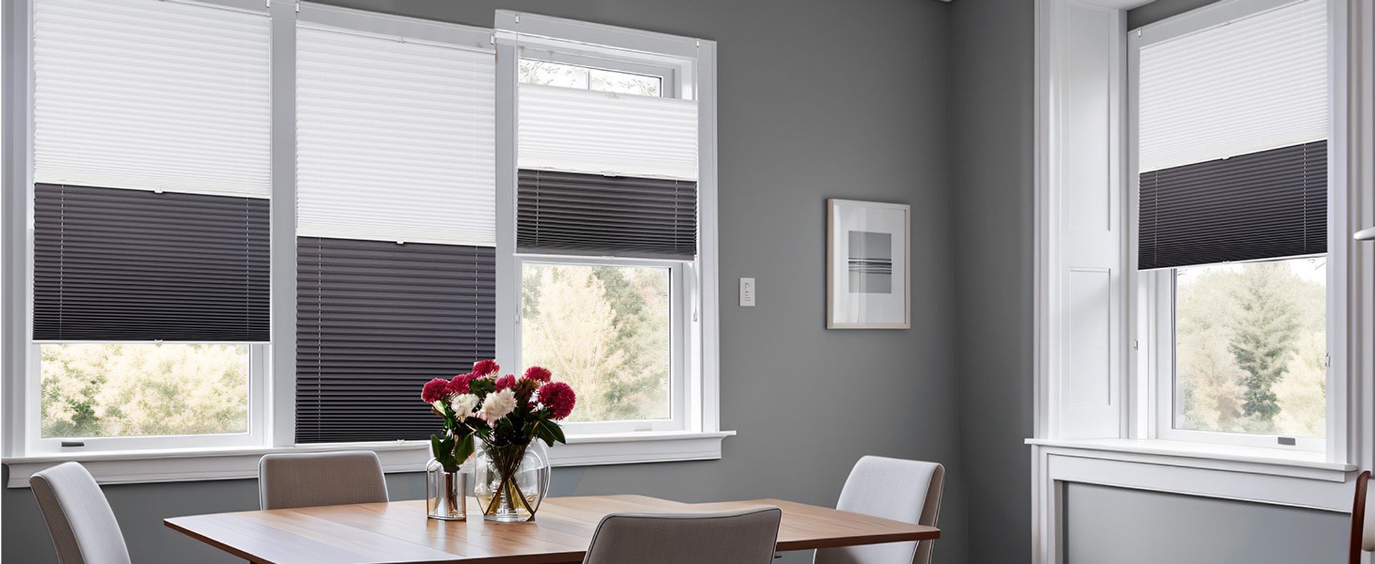 Sekey Plissee Ohne Bohren 55×130 cm Plisseerollo Klemmfix Doppelplissee Day+Night 100% Verdunkelung mit Lichtdurchlässig Ausbrenner-Muster Faltrollo