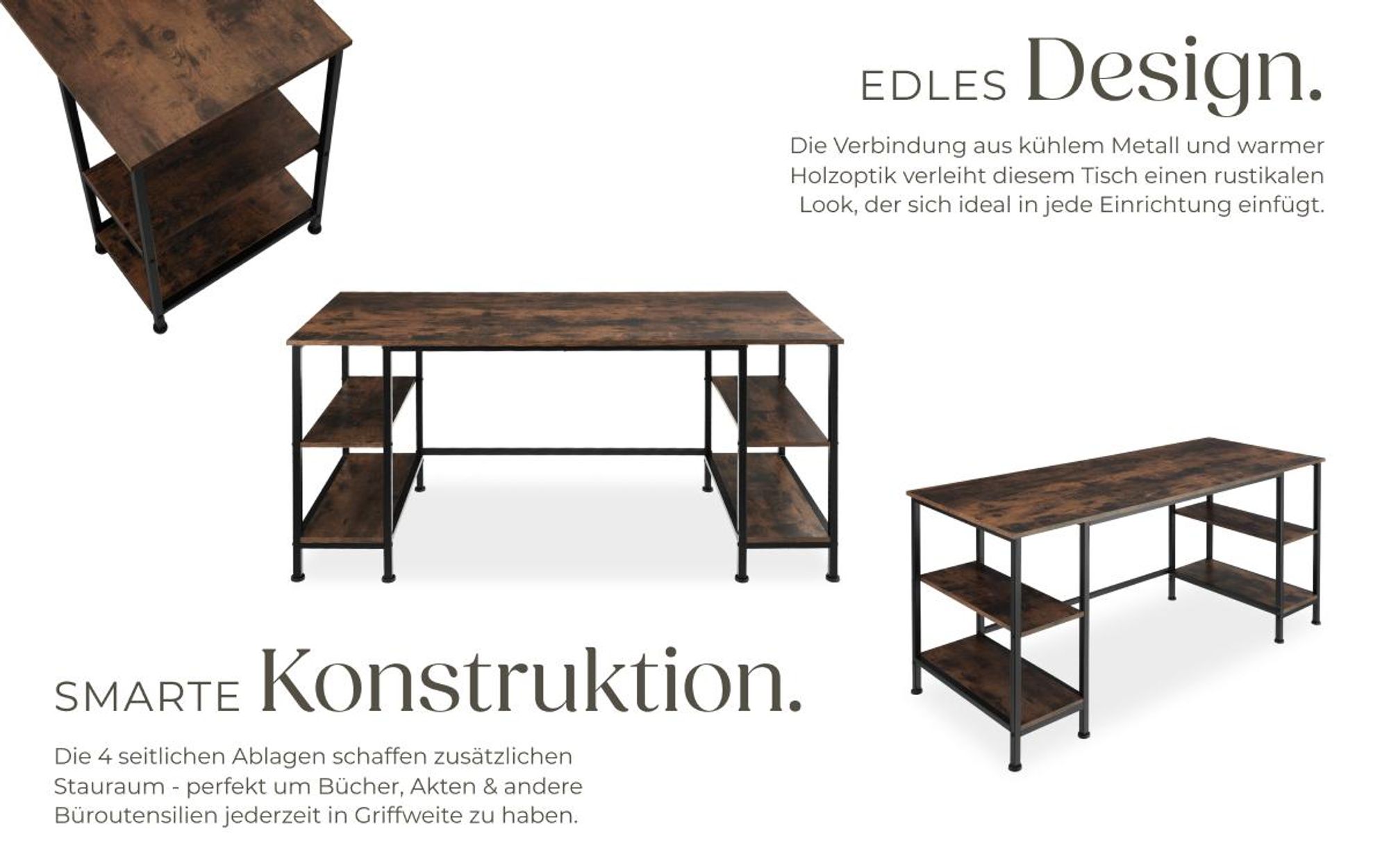 tectake® Computer-Schreibtisch Stoke 137 x 55 x 75 cm
