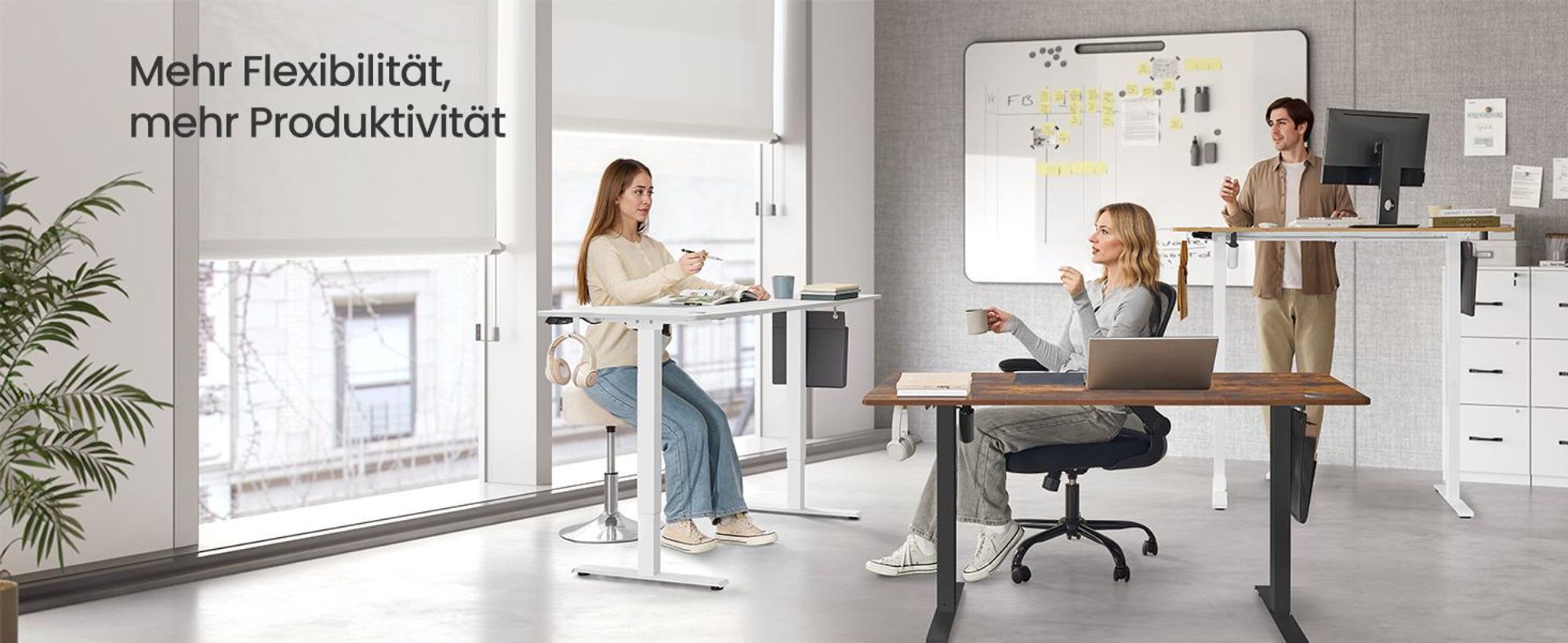 SONGMICS Höhenverstellbarer Schreibtisch elektrisch 120cm, stufenlos verstellbar, Memory-Funktion mit 4 Höhen,  pastellgelb