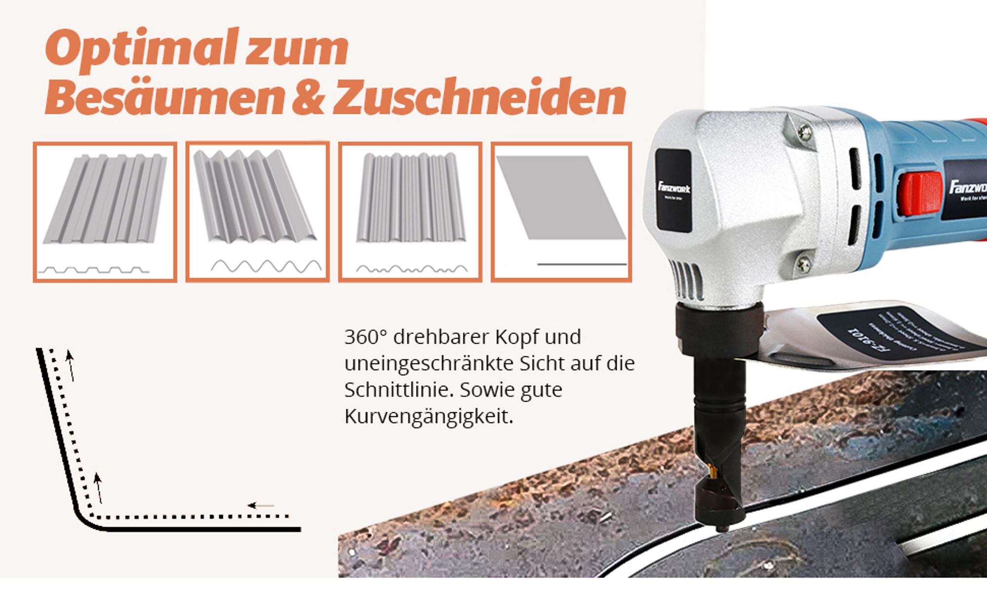 FANZWORK Knabber Blechknabber Knabber Nibbler Blechschere Blechnibbler 600W (mit Koffer und 2 x Stempel)