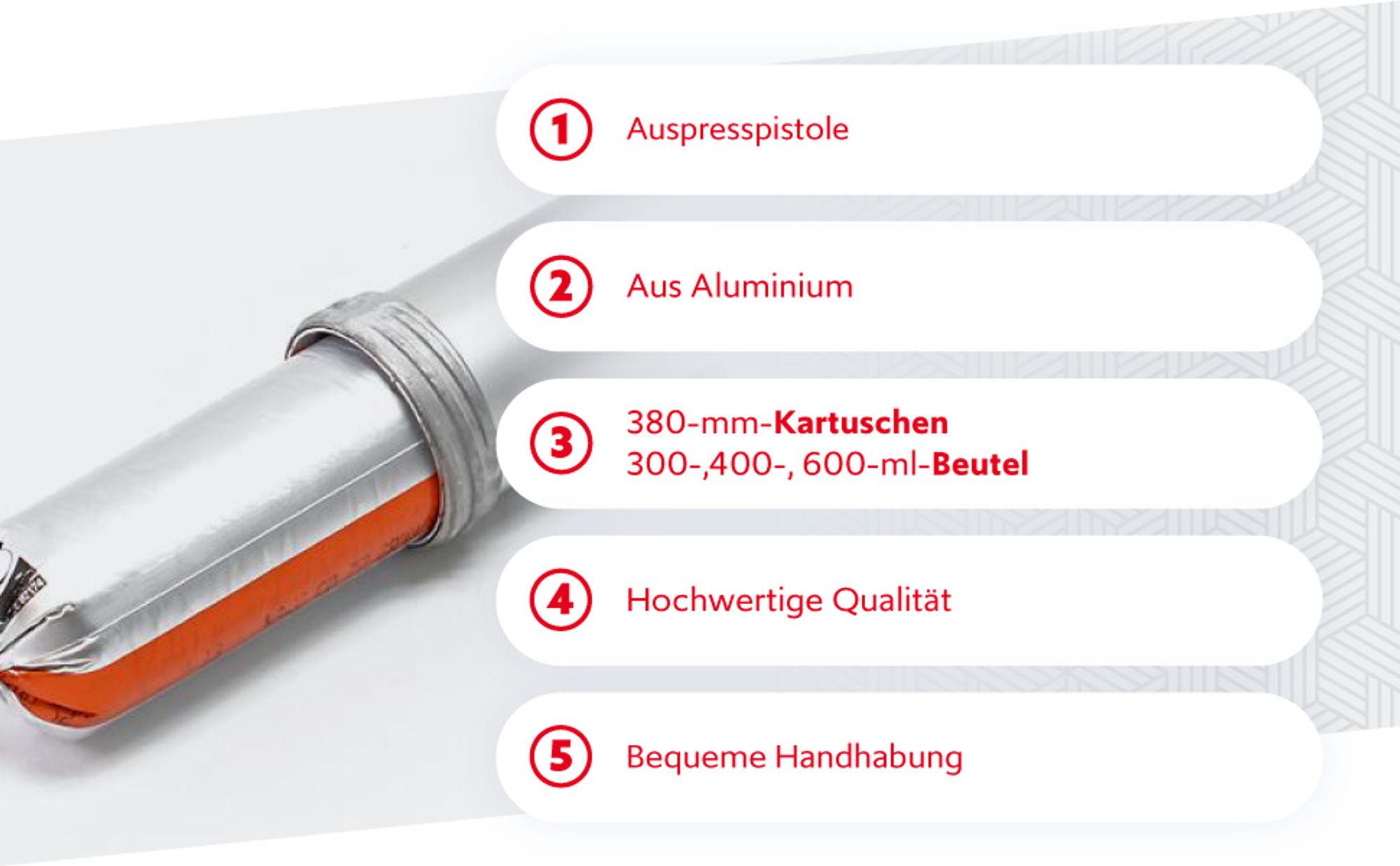 Aluminium Kartuschenpresse 600 Silikonspritze 380 mm