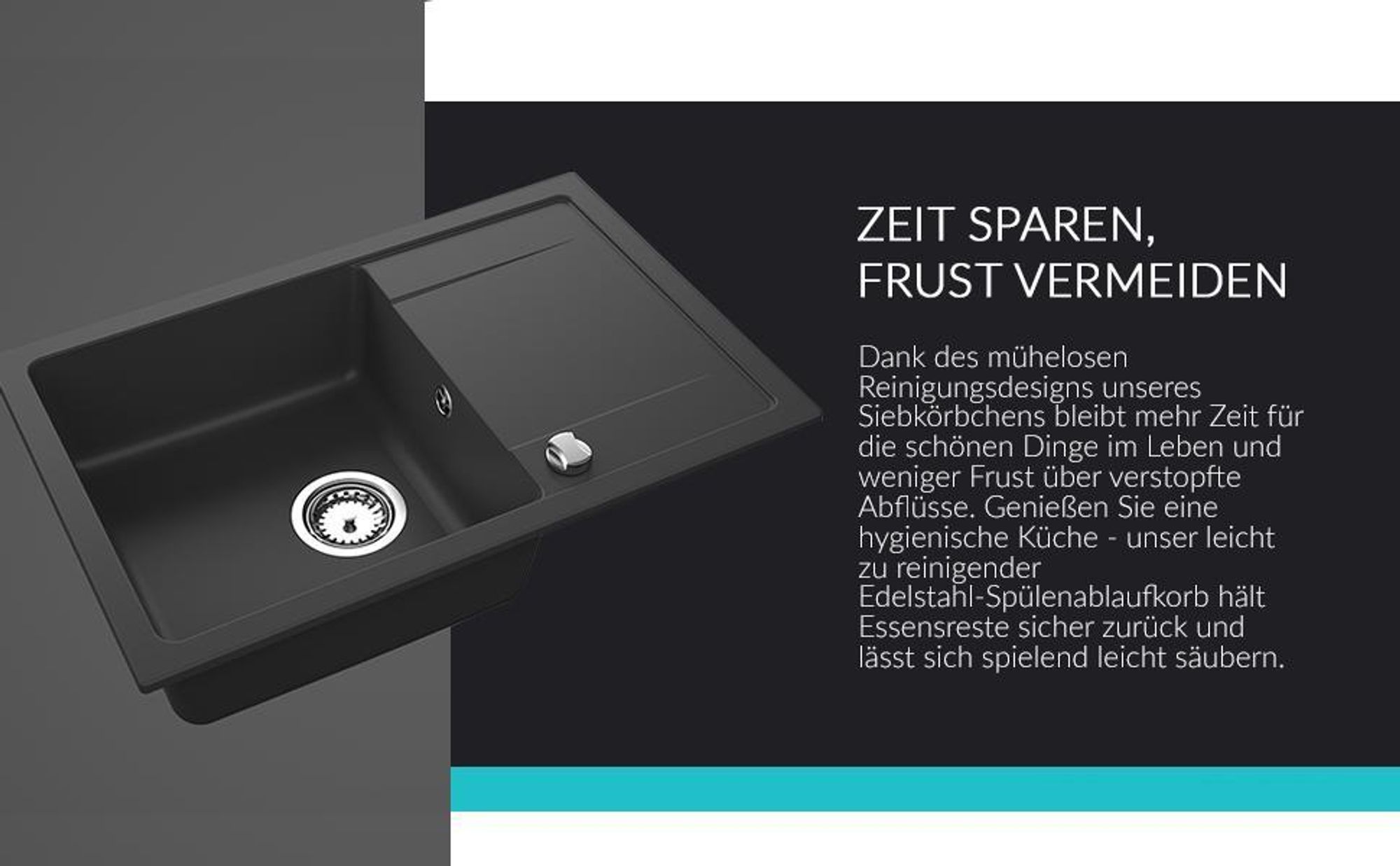GRANMASTER Siphon Küchenspüle Automatischer 2-Kammer Raumsparsiphon mit überlauf Ablaufgarnitur für Spüle  Italy Anschluss an der Unterseite