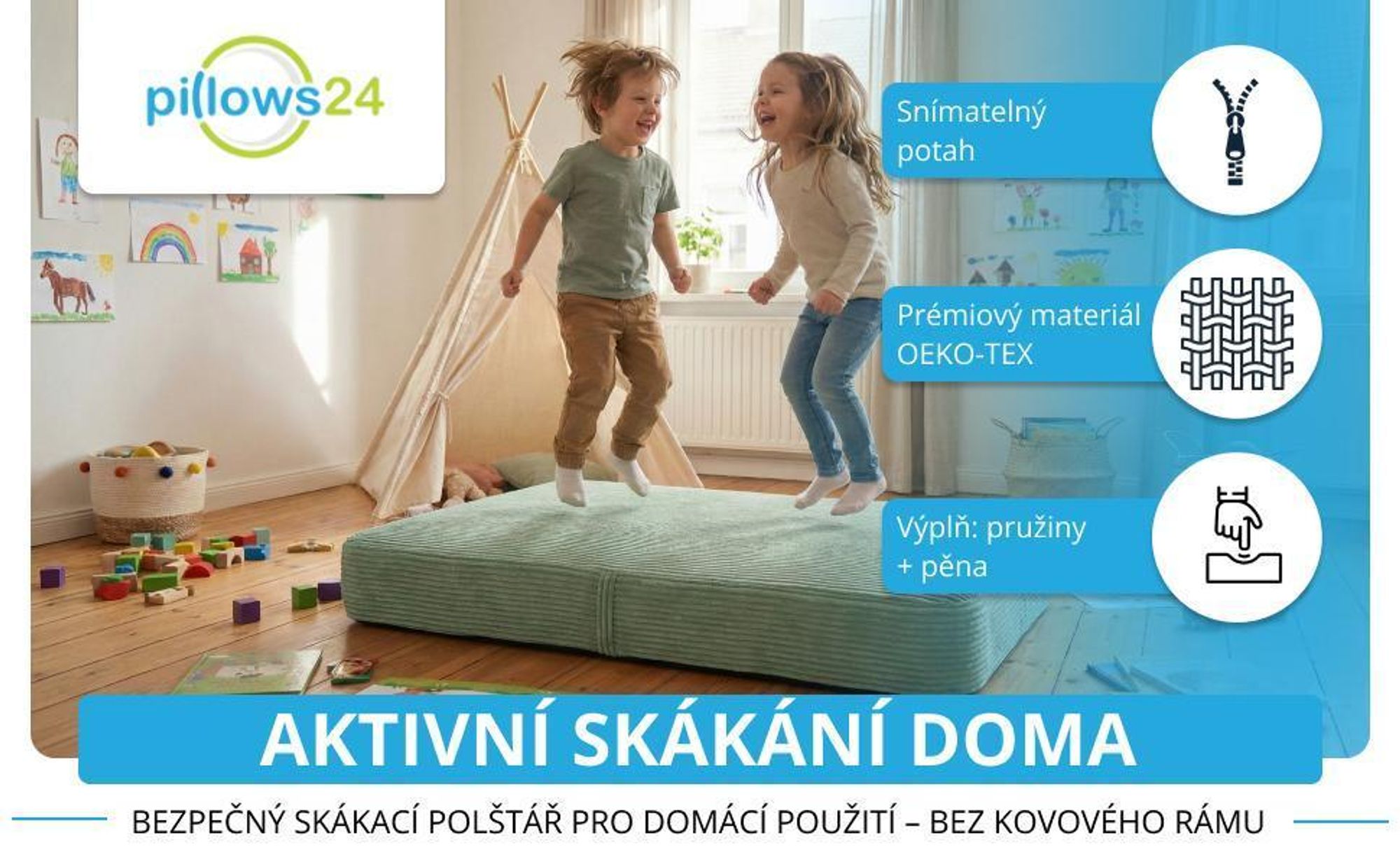 polštář matrace dětská trampolína domácí velká skákání poskakování trampolínová hrací