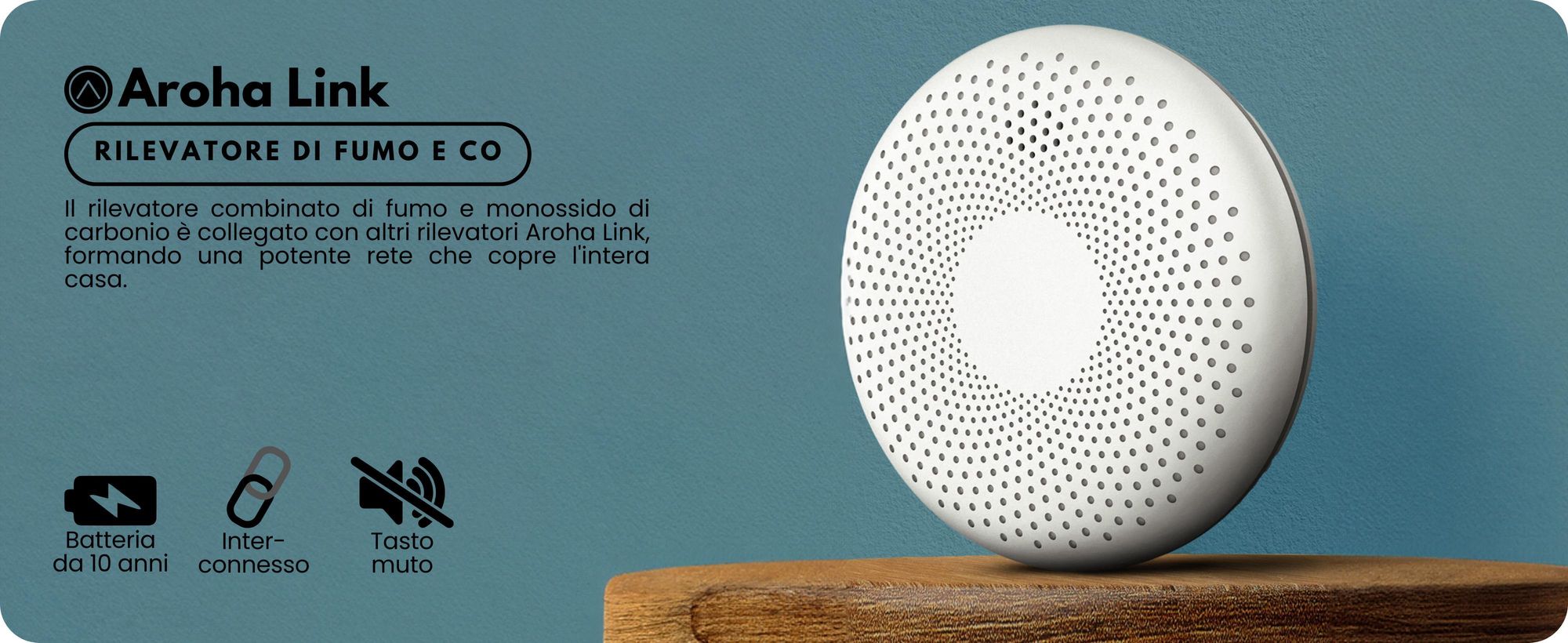 Aroha Link Rilevatore Di Fumo E Monossido Di Carbonio Interconnesso - Batteria Da 10 Anni - Allarme Antincendio & Monossido Di Carbonio Collegabile - 3 pezzi