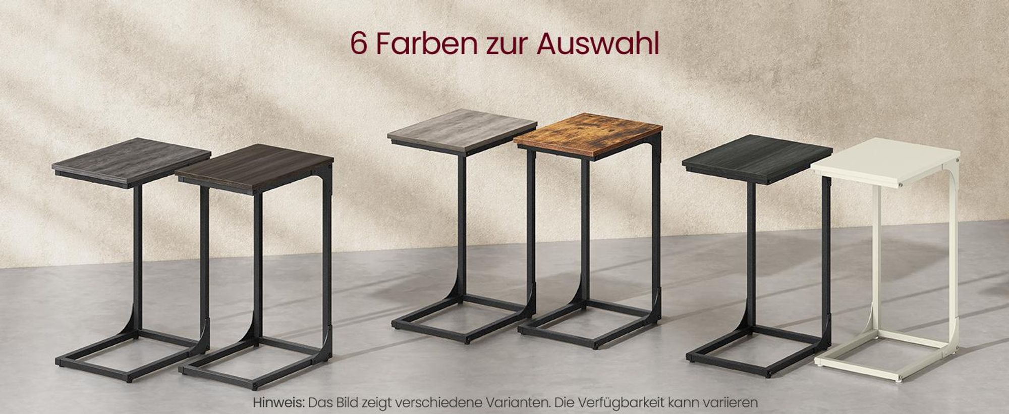 Beistelltisch, Nachttisch, Sofatisch, für Wohnzimmer, Schlafzimmer, leichter Aufbau, Metallrahmen