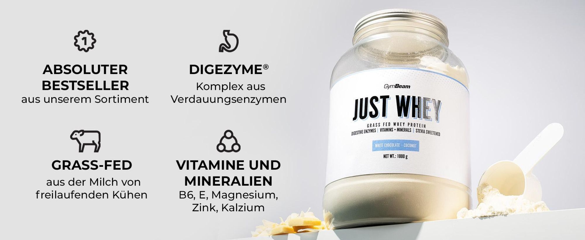 GymBeam - Just Whey Protein aus Weidehaltung, 1000 g, Banane
