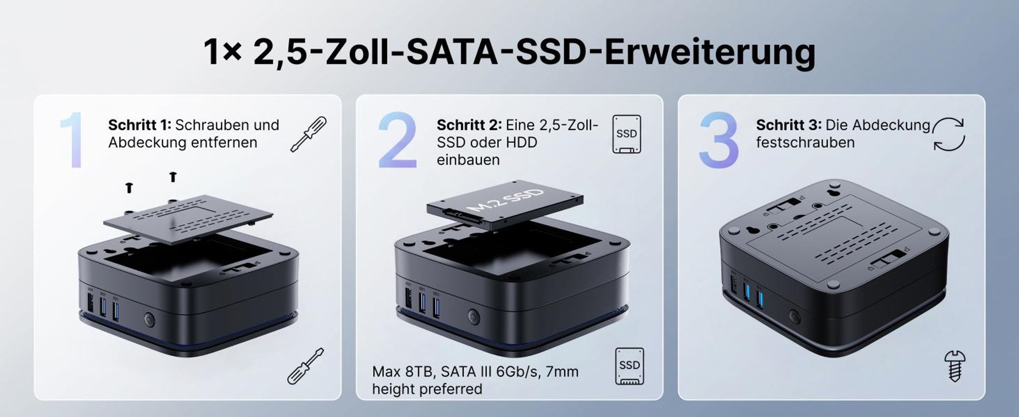 NiPOGi Mini PC Intel Pentium N5030 (bis zu 3,1 GHz) 8GB RAM 256GB SSD met Windows 11 Pro, 4K Dual Display 2× HDMI Mini Desktop PC