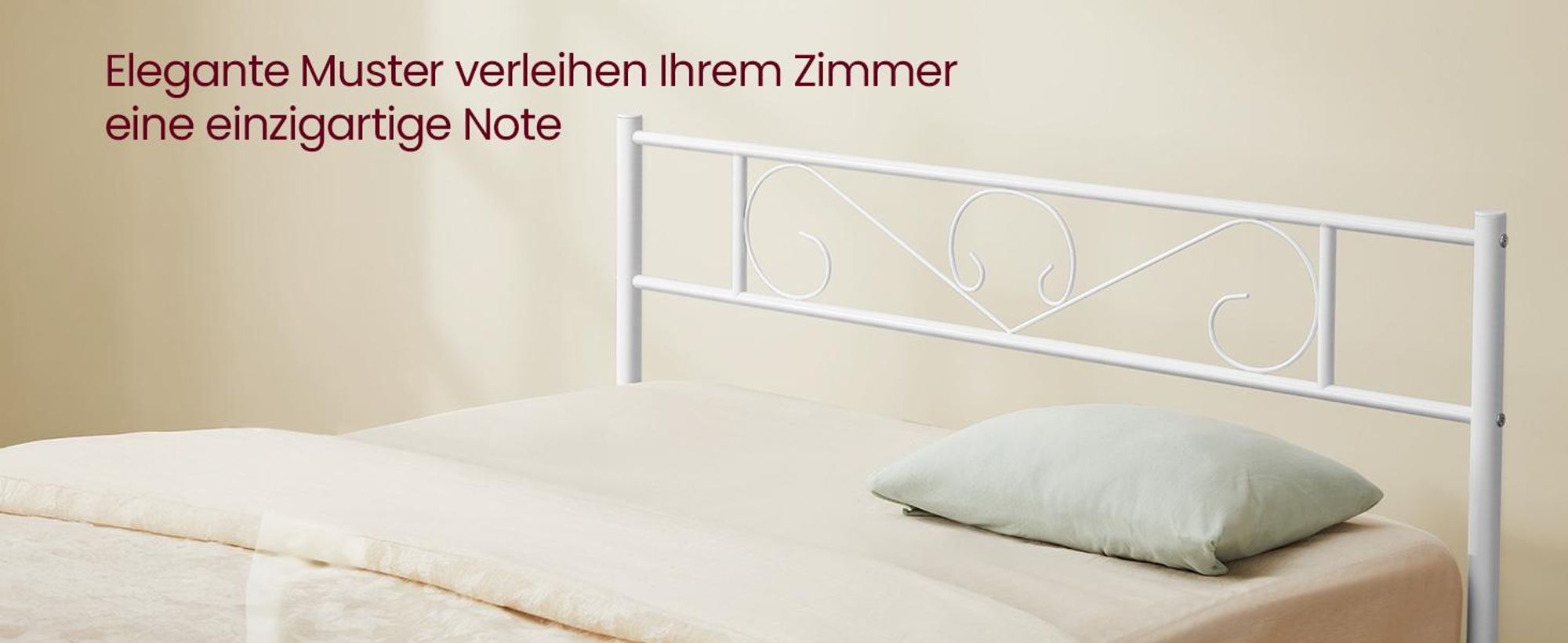 VASAGLE Bettgestell 140 x 200 cm, mit Kopfteil, Metallbett, Bettrahmen