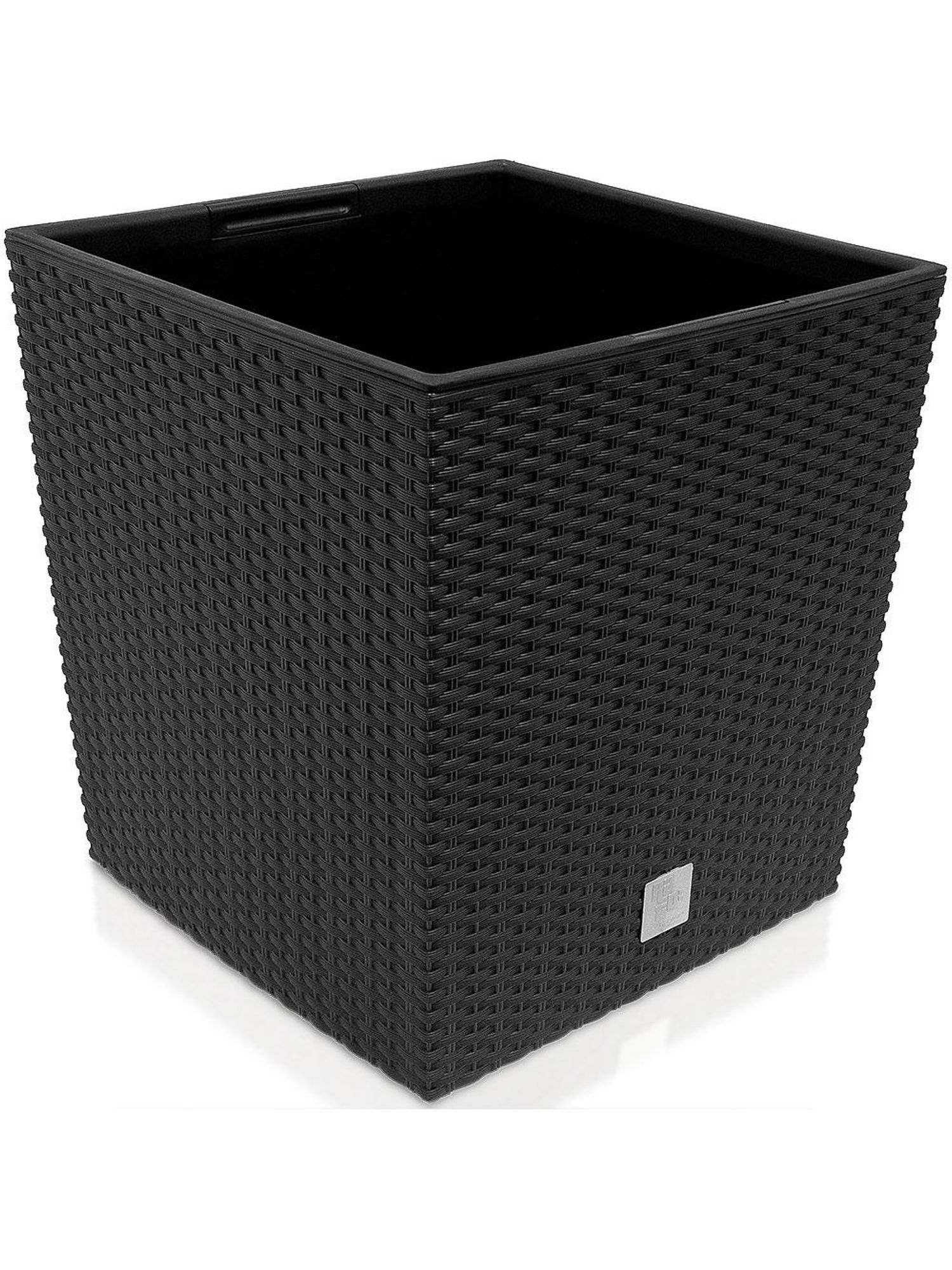 DEUBA Blumentopf 64L 40x40x41cm Rato Low Innentopf Mit Griffen Wetterfest Rattanoptik Pflanzkasten Übertopf Pflanzkübel Blumenkasten Quadratisch Anthrazit