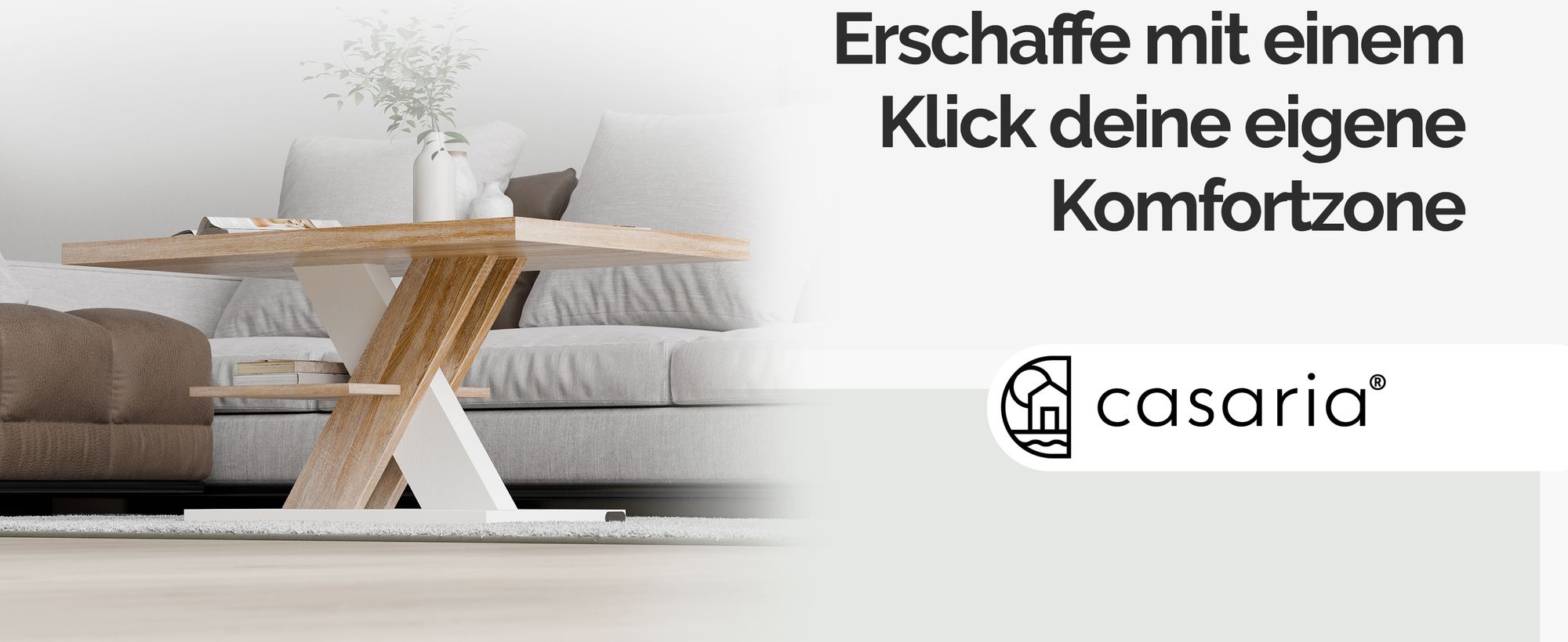 CASARIA® Couchtisch Weiß Eiche Holz Stauraum Ablage Kratzfest Modern Rechteckig 50kg Belastbar Beistelltisch Wohnzimmer Couch Tisch Detroit 90x60cm