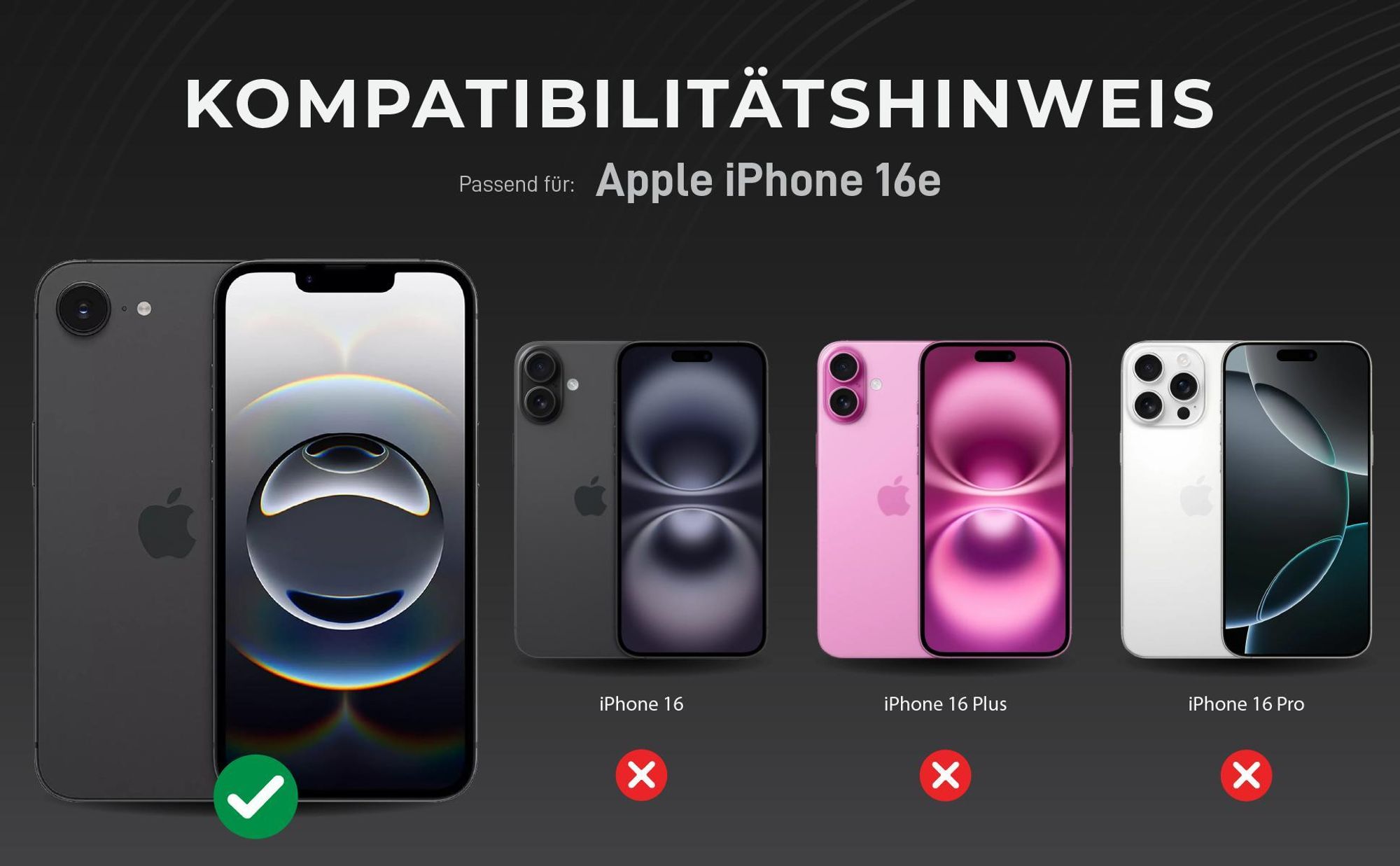Kompatibilitätshinweise Kameraglas für Apple iPhone 16e