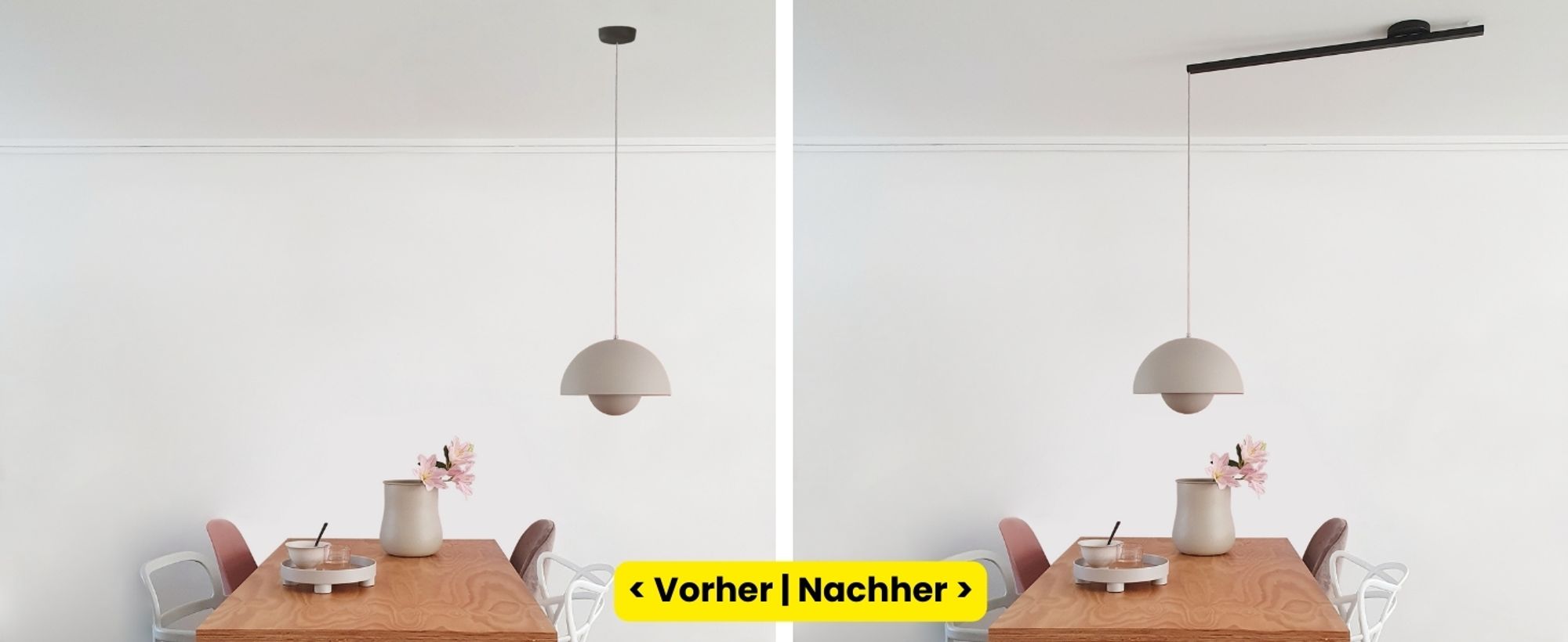 Lightswing® Single Mattweiß 110 cm - Für eine Hängelampe - Pendelleuchten Aufhängungsystem