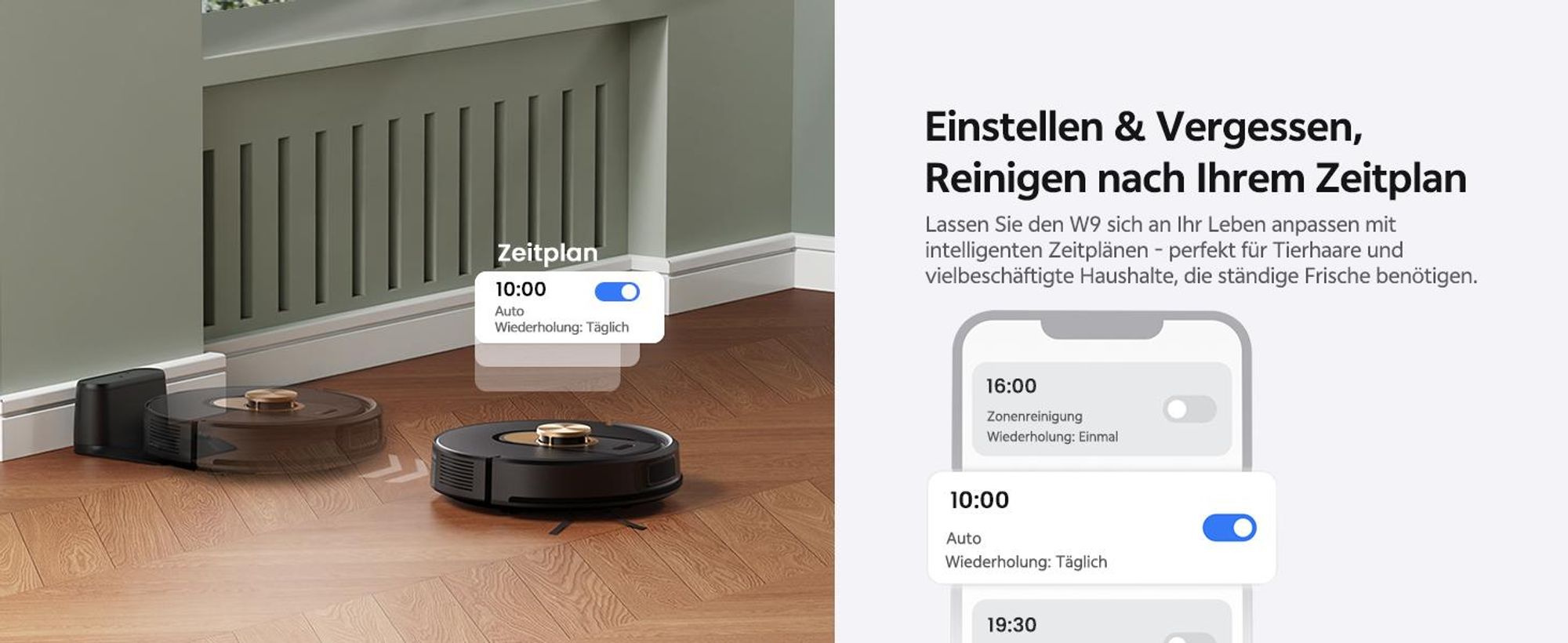 Vactidy W9 Saugroboter mit Wischfunktion, 3-in-1 Saug und Wischroboter mit LiDAR Navigation, 5000Pa 150Min Roboter Staubsauger mit App-Anpasssteuerung