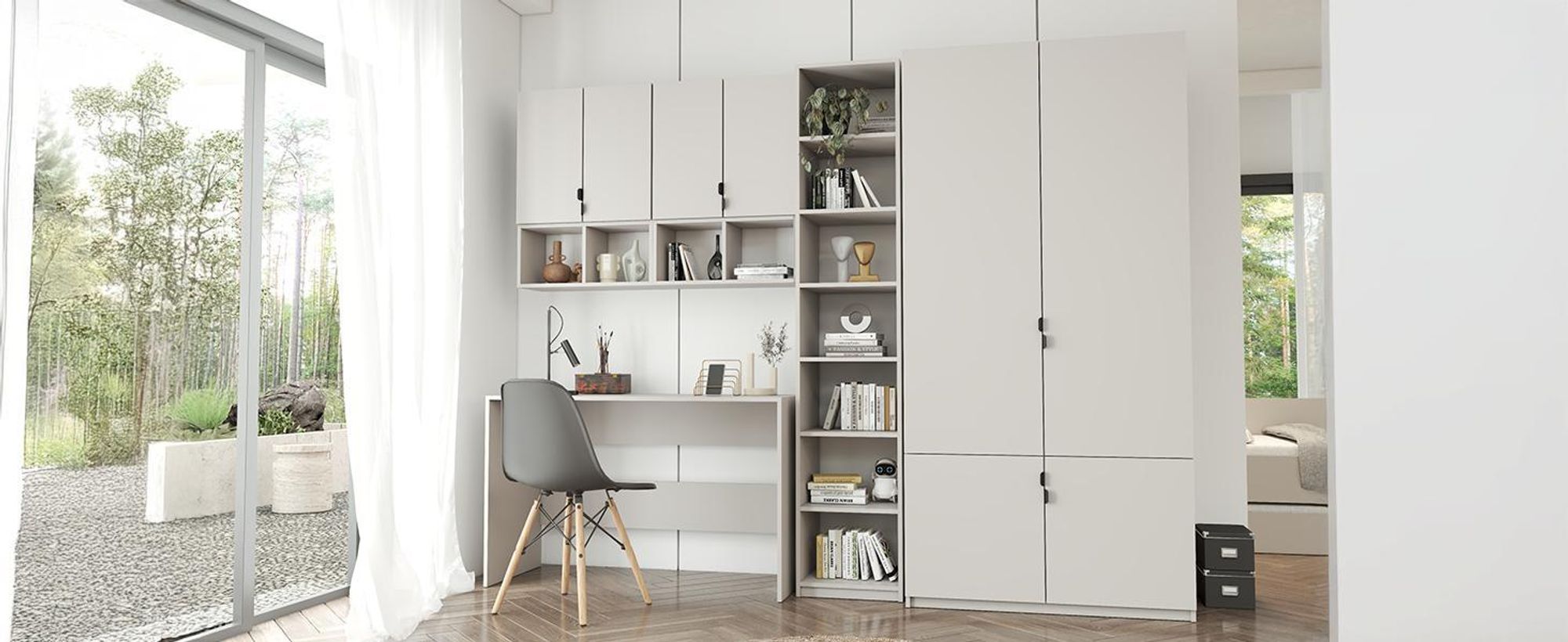 Wandschrank MEZZO, Jugendzimmer, Jugendschrank Hängeschrank 60 cm Kaschmir/Kaschmir, schwarze Metallgriffe