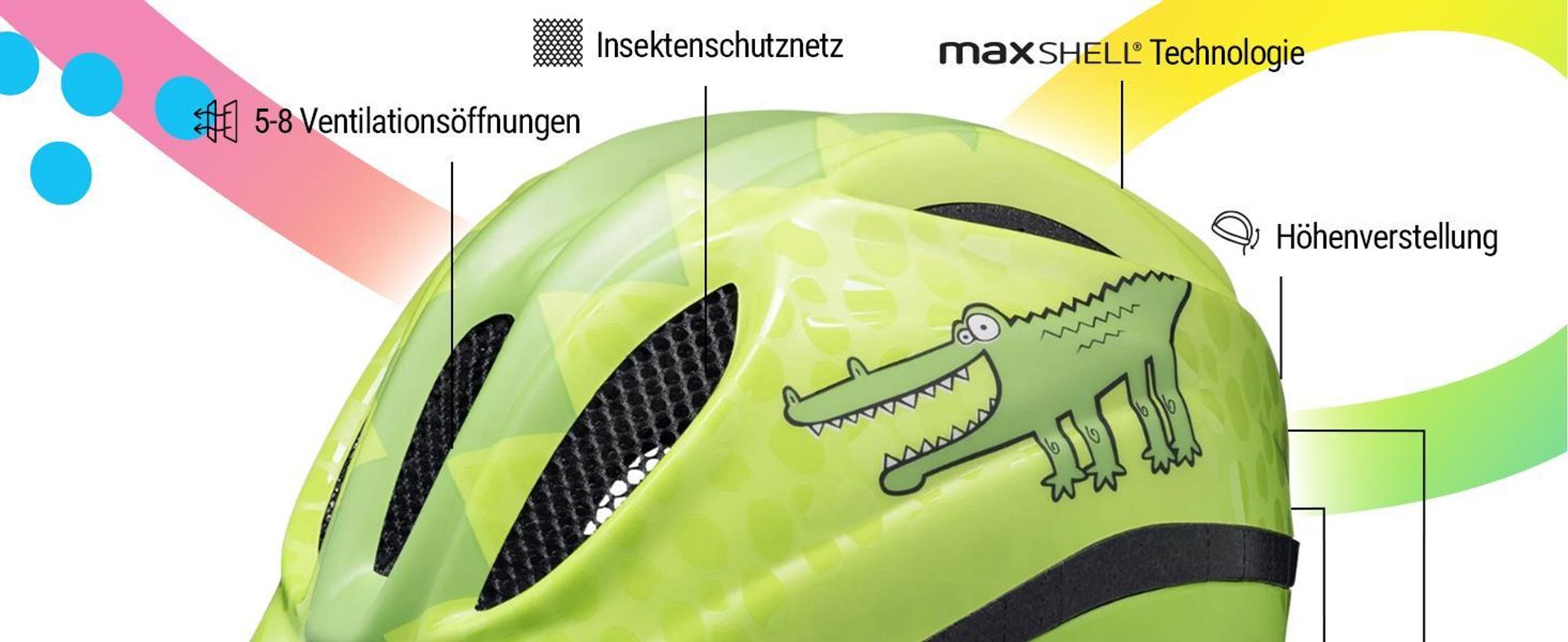 KED Meggy II Trend I Kinder Fahrradhelm Insektenschutznetz Integriertes LED-Rücklicht maxSHELL Technologie Farbe: green croco glossy Größe: 52-58 (M)