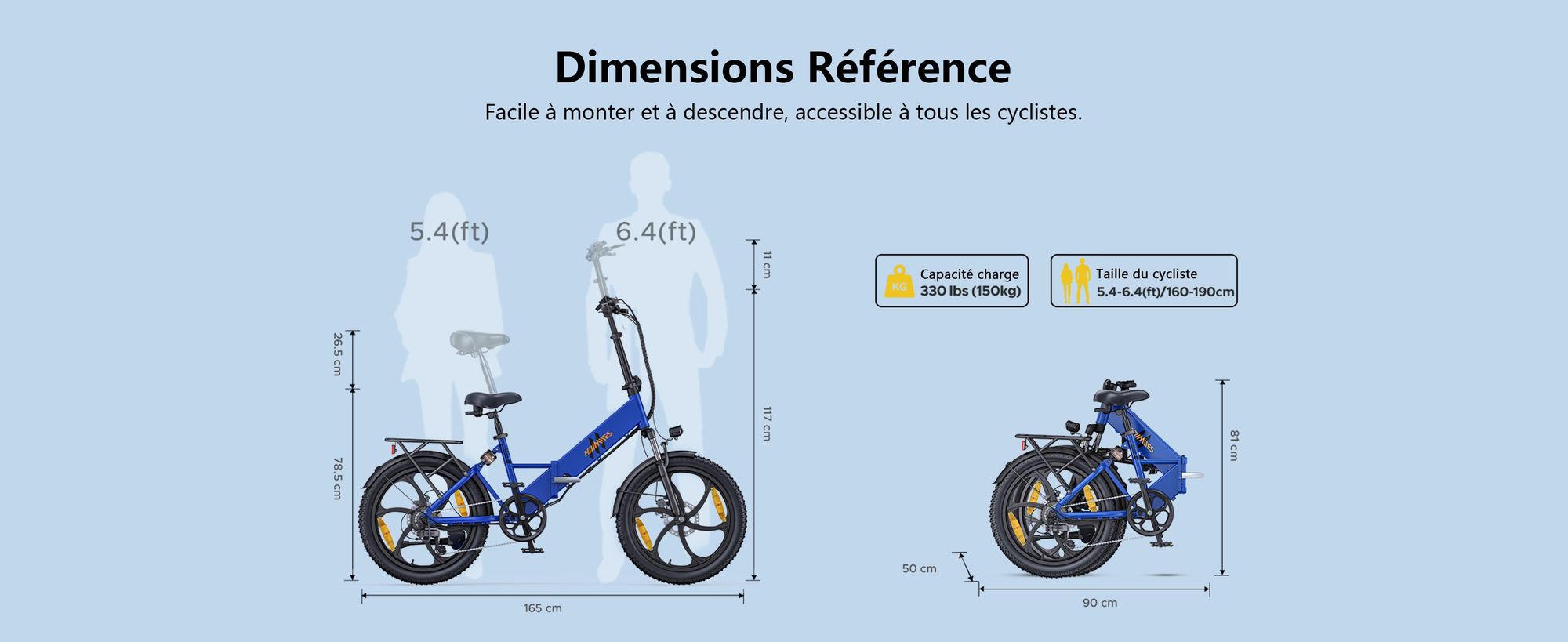 Vélos électriques HillMiles Mile 2 - batterie 36V13Ah 20 pouces roues double frein hydraulique - Gris