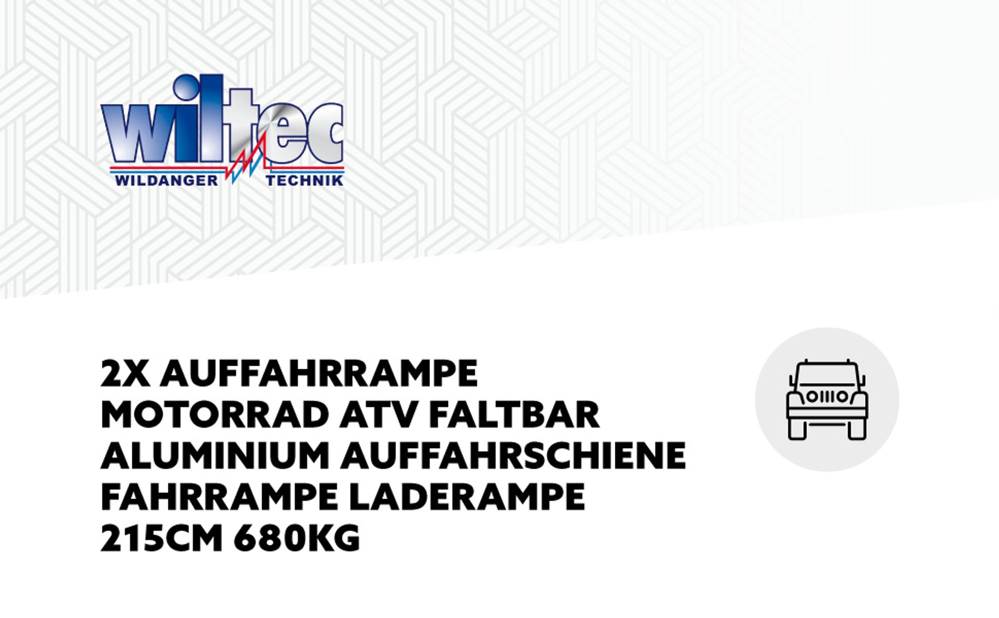 Wiltec 2x Auffahrrampe 215 cm 680 kg für Quad ATV Motorrad, Aluminium Auffahrschiene faltbar, Verladerampe rutschsicher