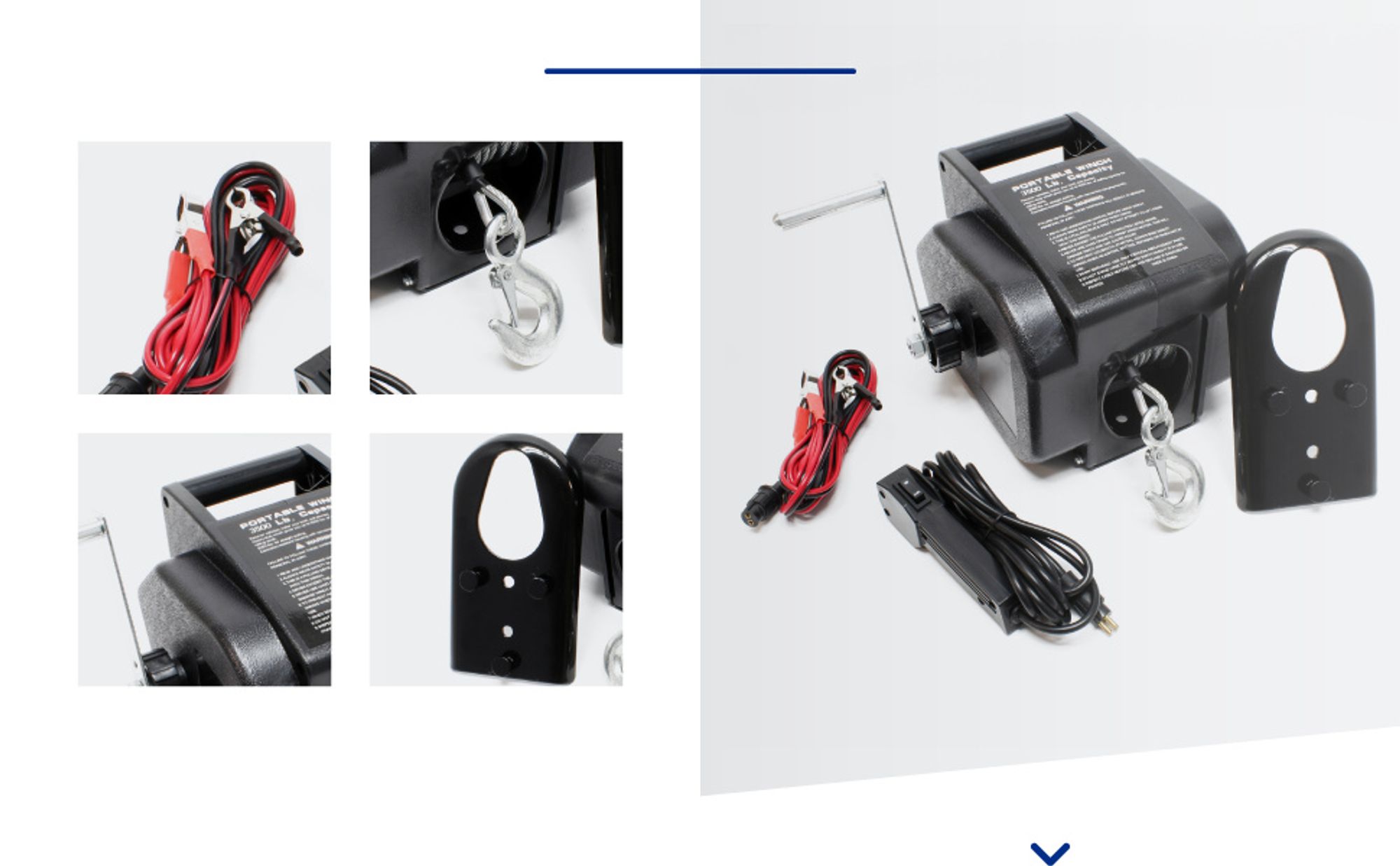 Wiltec Elektrische Seilwinde 12V 280W bis 4990kg, 1,38m/min, Motorwinde 10,5m Stahlseil, Elektroseilwinde mit Haken und Fernbedienung