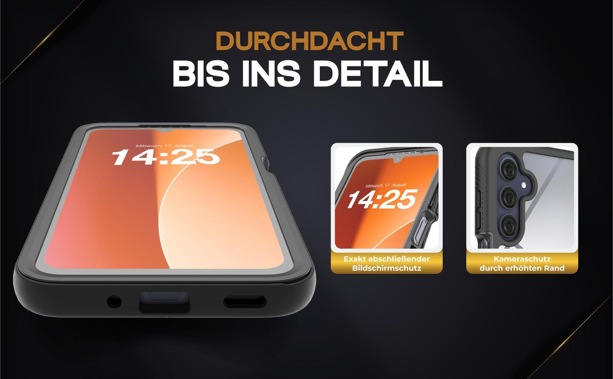 Schwarze 360 Grad Hülle für Samsung Galaxy A16 / A16 5G Front und Backcover
