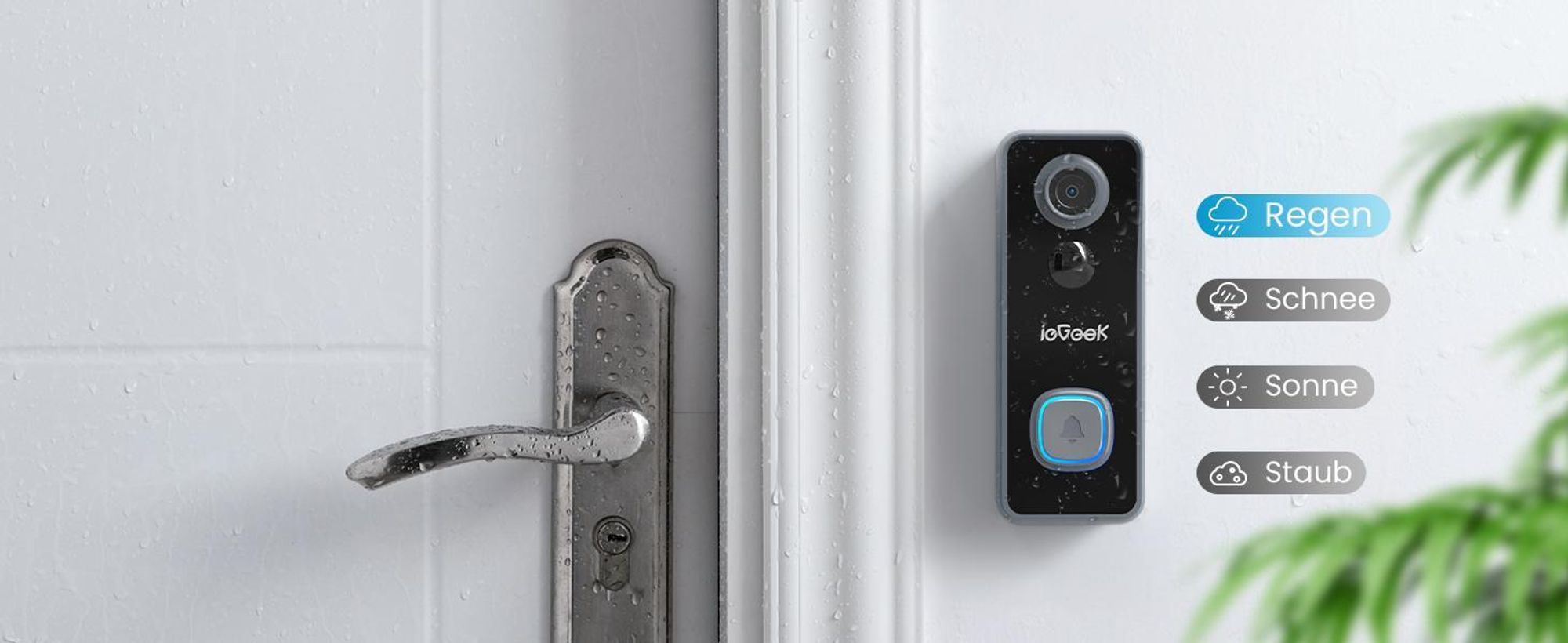 5MP 2K Deurbel met camera, draadloos, videodeurbel, Wi-Fi met bel, 64GB geheugenkaart, 2,4GHz Wi-Fi, inclusief binnenbel