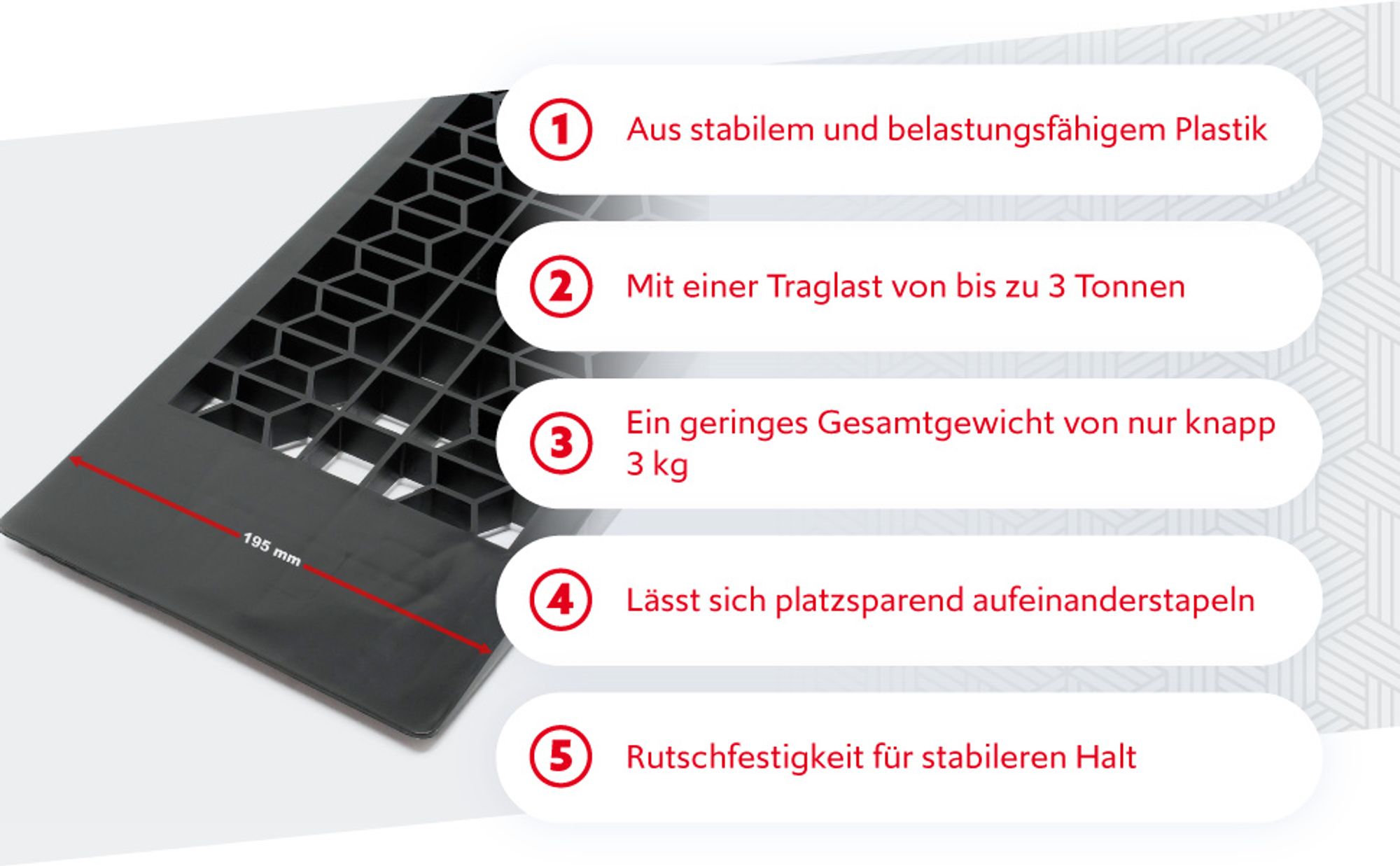 Wiltec Auffahrrampen extra flach 2 Stück aus Kunststoff bis 3 t Autorampe Pkw, Rampe Auto Kfz Rampe