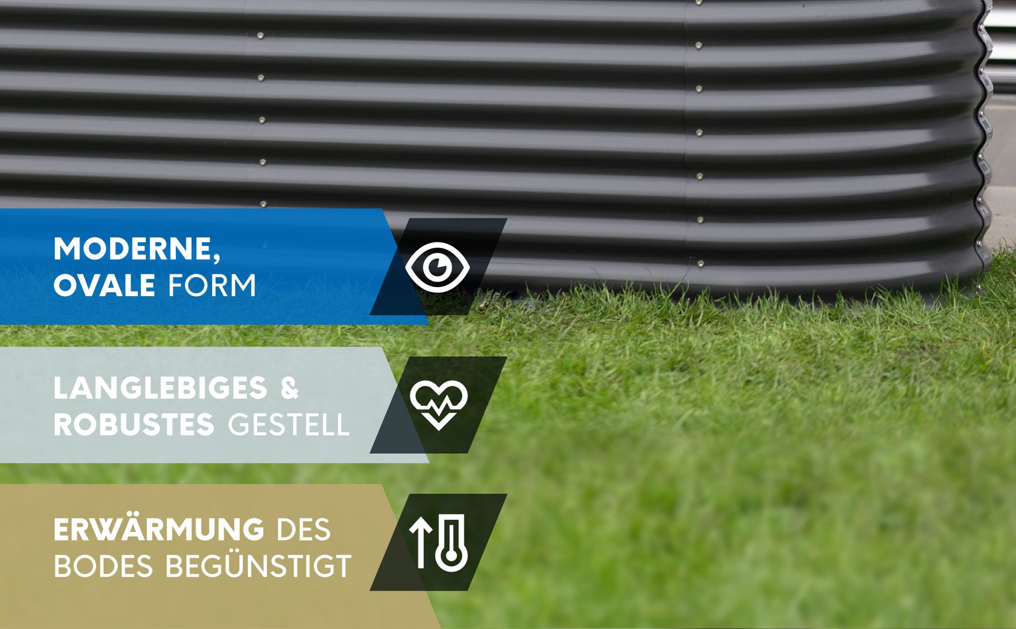 Westmann Grow Faster M Metall Hochbeet aus Wellblech Silber