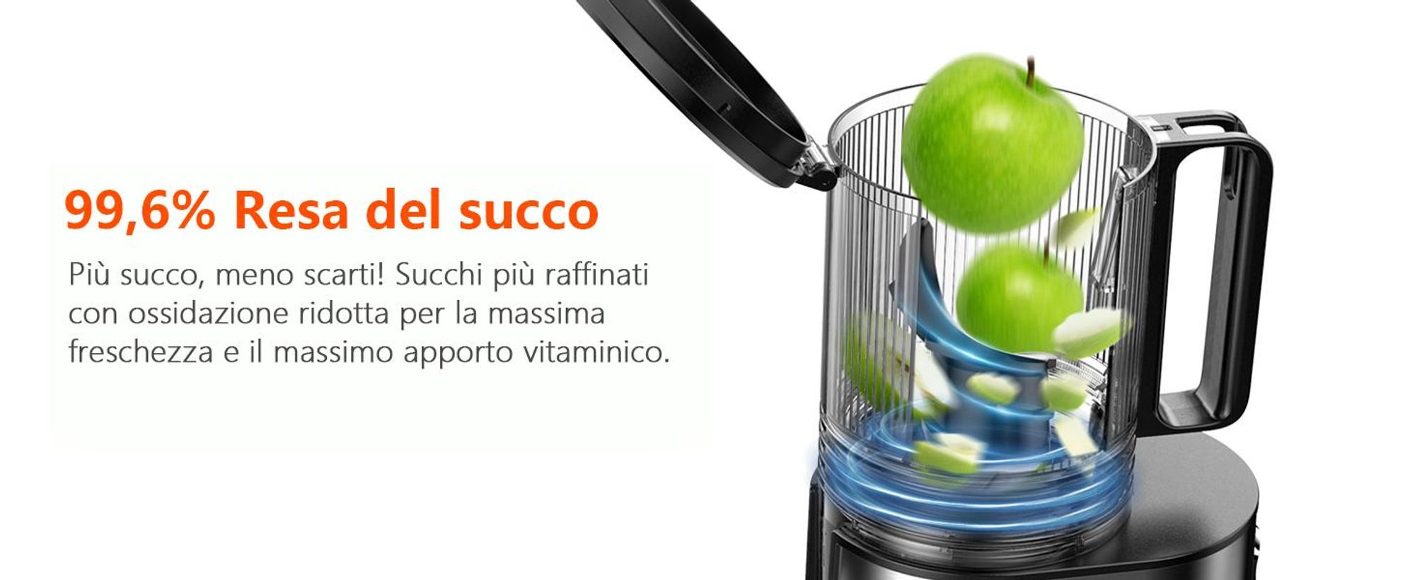 CelerySpec SJ-048-EU-SS Lento Spremiagrumi - 250W Potenza 1.8L Ampia capacità Due aperture di alimentazione da 130 mm e 45 mm - Argento