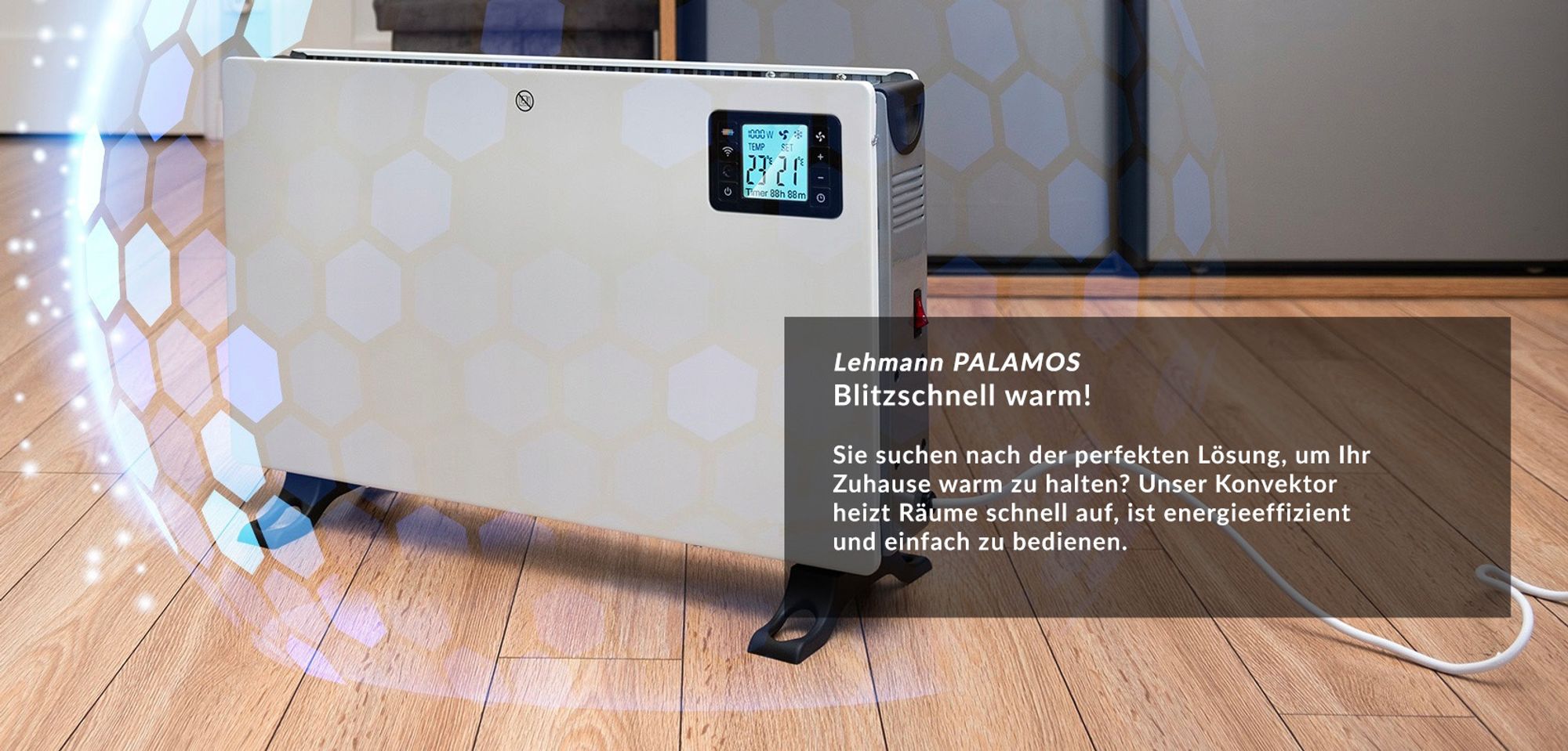 Lehmann Konvektor Heizung Heizkörper 2000W ,Elektroheizung mit 3 Heizstufen 750/1250/2000W,  mit LED-Anzeige, APP Wi-fi
