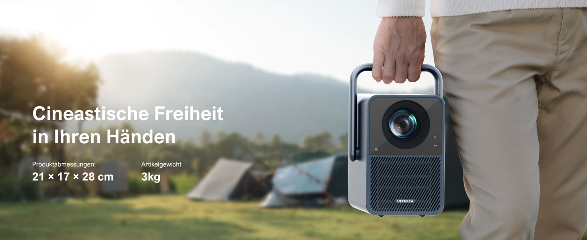 ULTIMEA Beamer Android TV 11.0 mit NETFLIX, 4K Heimkino Beamer Unterstützung 1000 ANSI-Lumen, Dolby Audio, Tragegriffdesign, Poseidon E40 Smart Serie