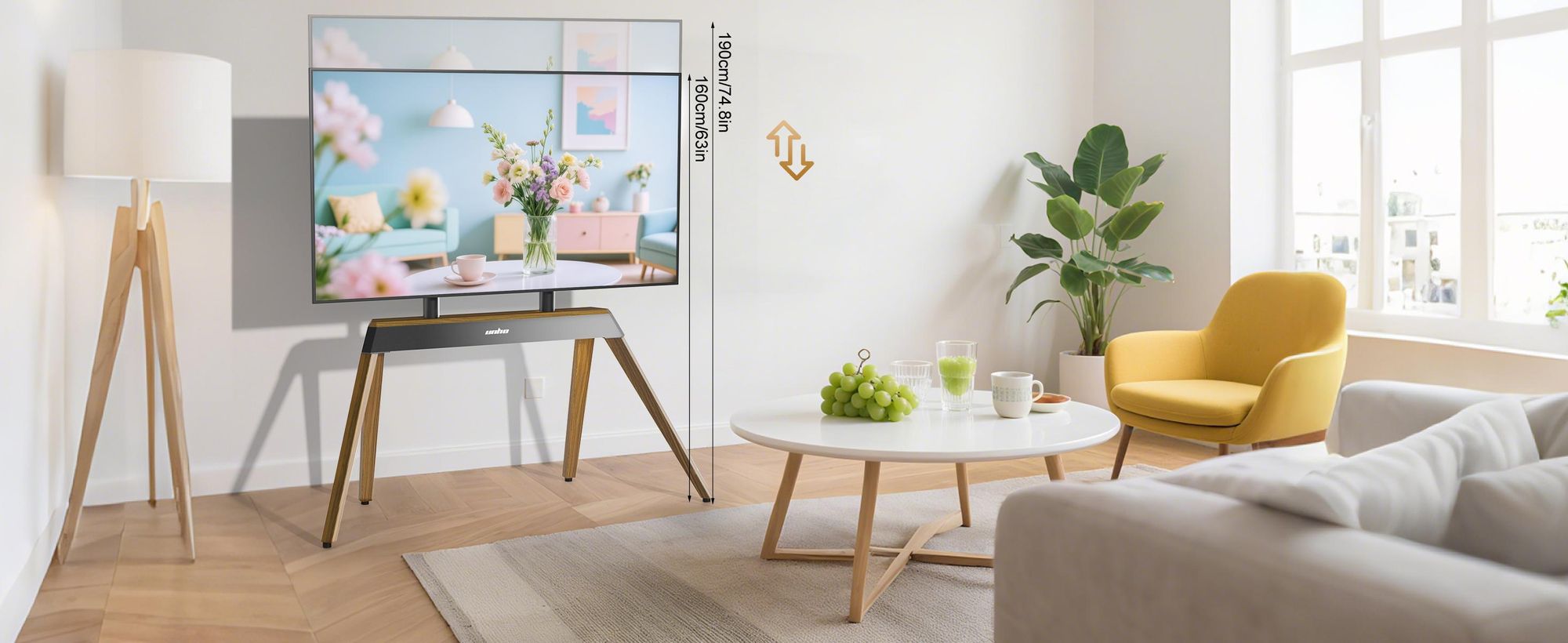 WISFOR TV Standfuss Fernseher Ständer für 40” to 86” LED LCD Monitor, Höhenverstellbar, max VESA 600x400mm, bis 50kg