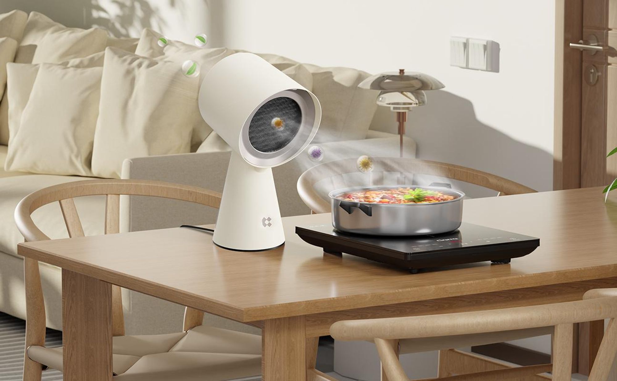 CIARRA HOOD TO GO Mini-hotte aspirante Portable Hotte de table Hotte aspirante mobile Recyclage de l'air 2 vitesses Blanc VMPHW01