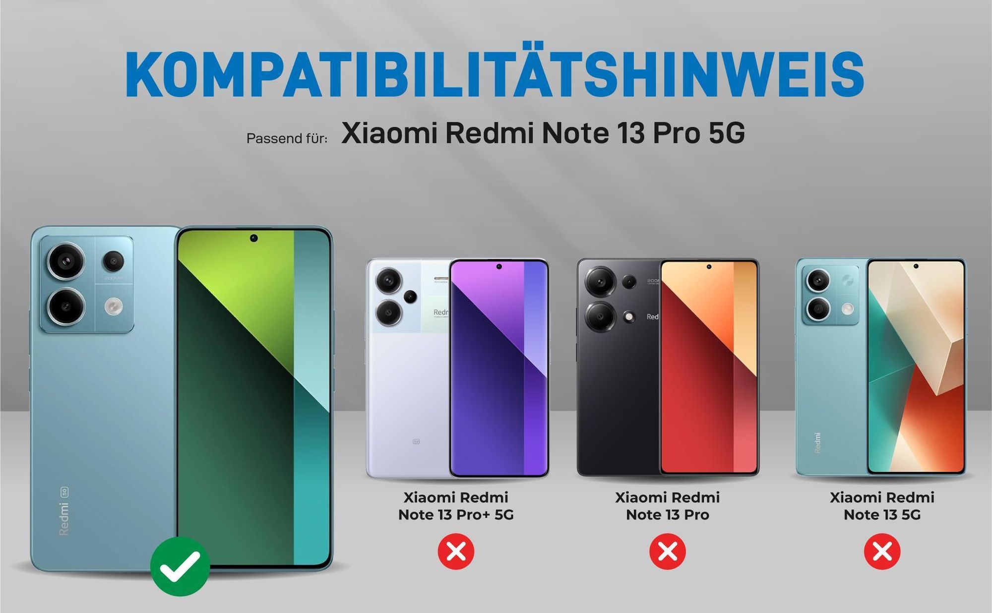 Kompatibilitätshinweise Hülle für Xiaomi Redmi Note 13 Pro 5G