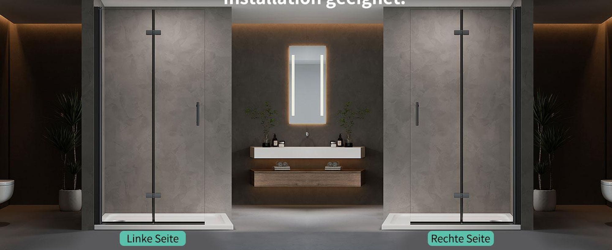 Duschabtrennung Walk in Falttür Dusche 120 x 195cm Faltbar & Drehbar Duschwand 6mm ESG NANO Glas Duschtrennwand Schwarz Glaswand