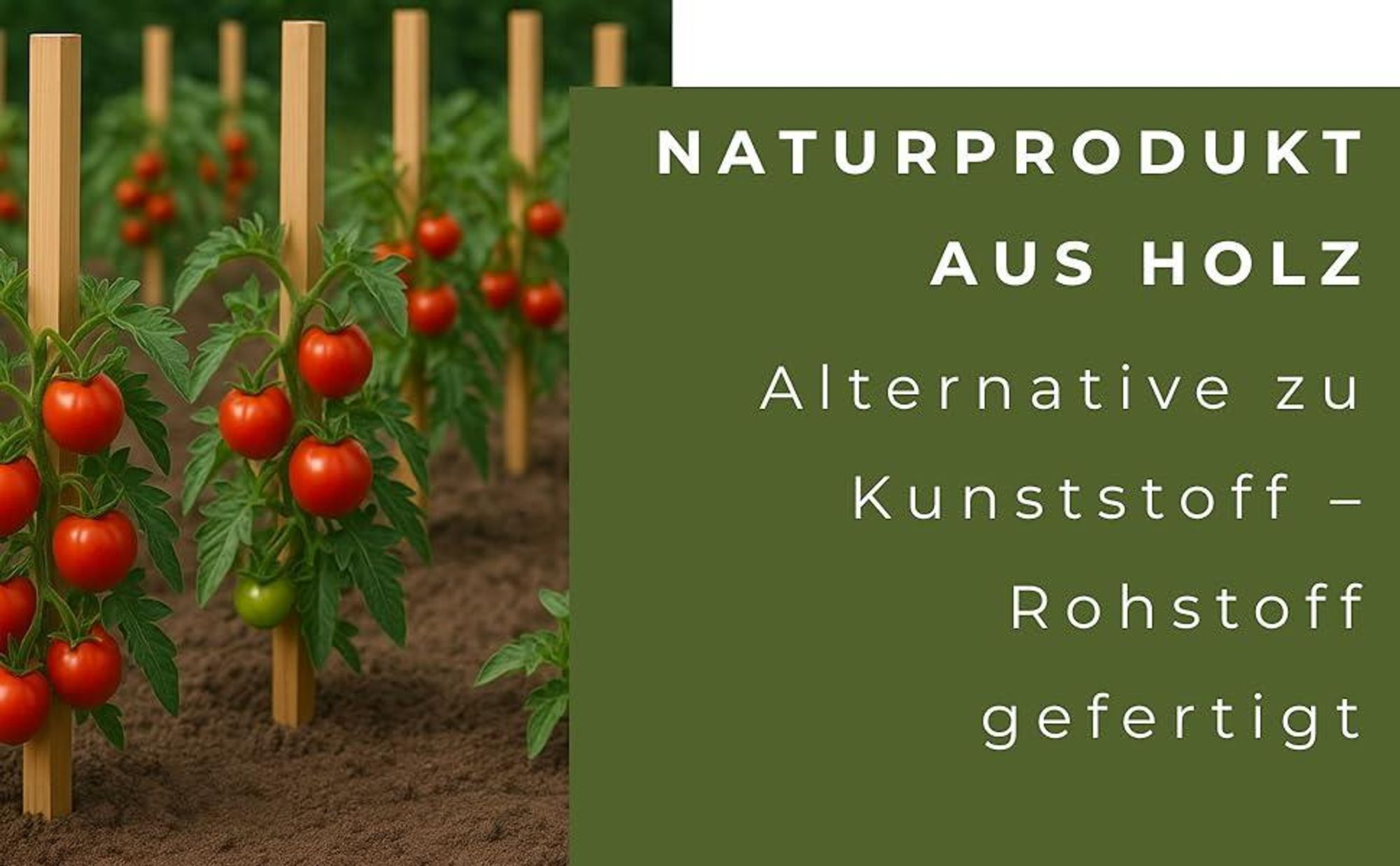 Holzpfähle Buchenholz Quadratisch 25 Stück - Längen 120 cm Holzpflöcke für Markierungen Spitze Tomatenstäbe Pflanzstäbe Tomaten Rankhilfe 25x25 mm