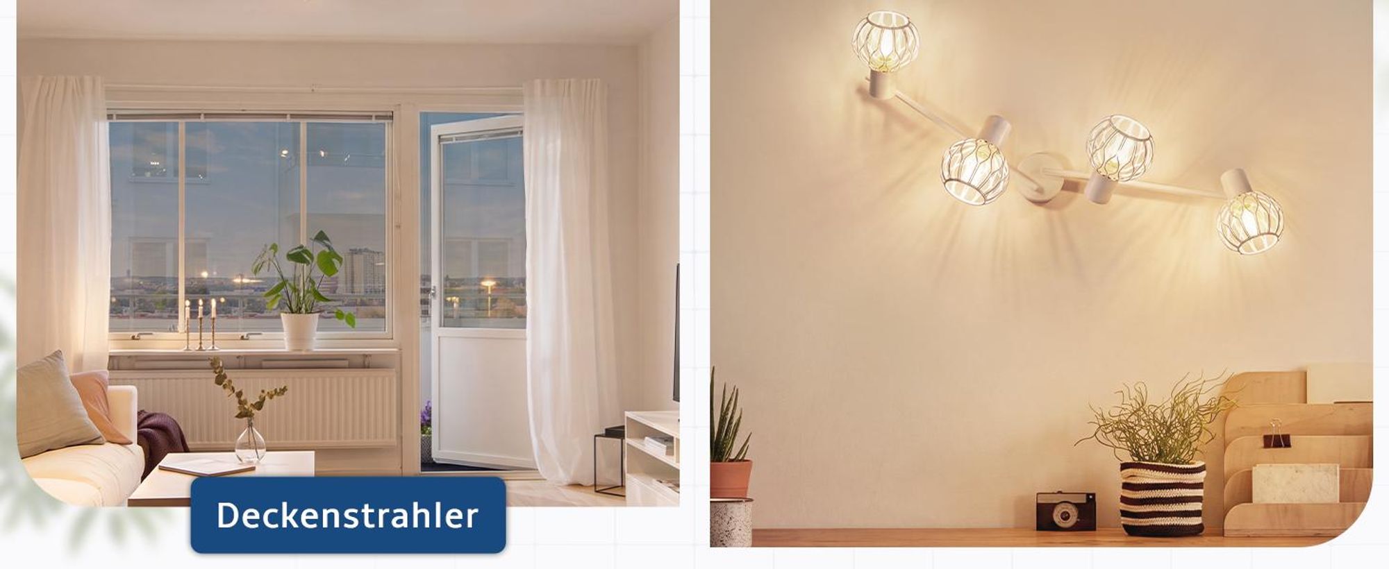 ZMH Lámpara de techo LED, 4 luces, blanca, casquillo E14, metal. Lámpara de techo giratoria de 350°, ideal para salones. Focos de techo para interiores, lámpara de techo para cocina