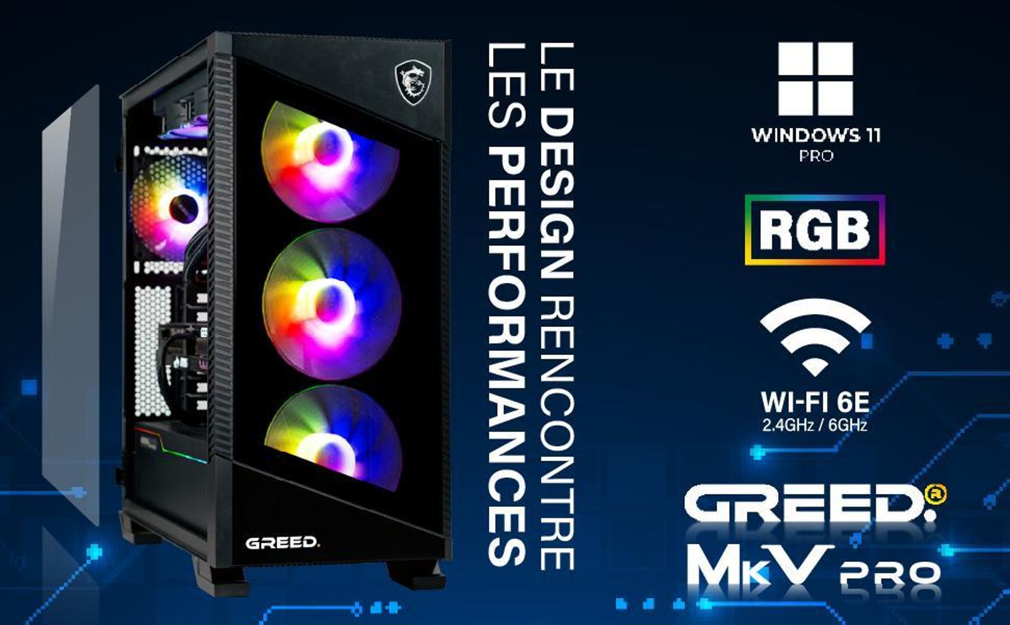 Greed® MK5 Pro - PC Gamer - Intel Core i9 12900KF + RTX 5080 16GB - 5.2 GHZ - Ordinateur avec Watercool - 32GB DDR5 - 2TB SSD - WLAN - Win 11 Pro