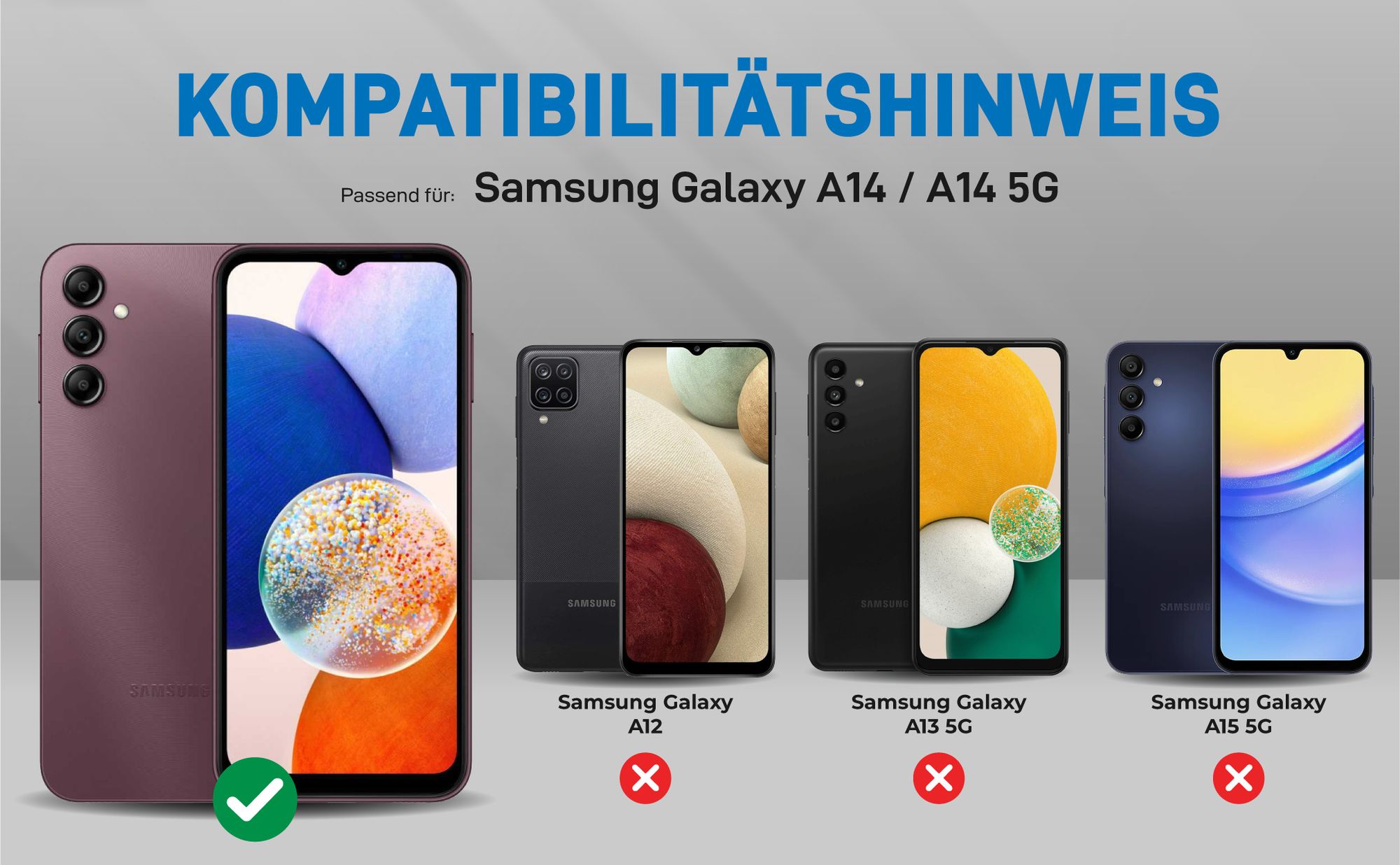Kompatibilitätshinweise Hülle für Samsung Galaxy A14 / A14 5G