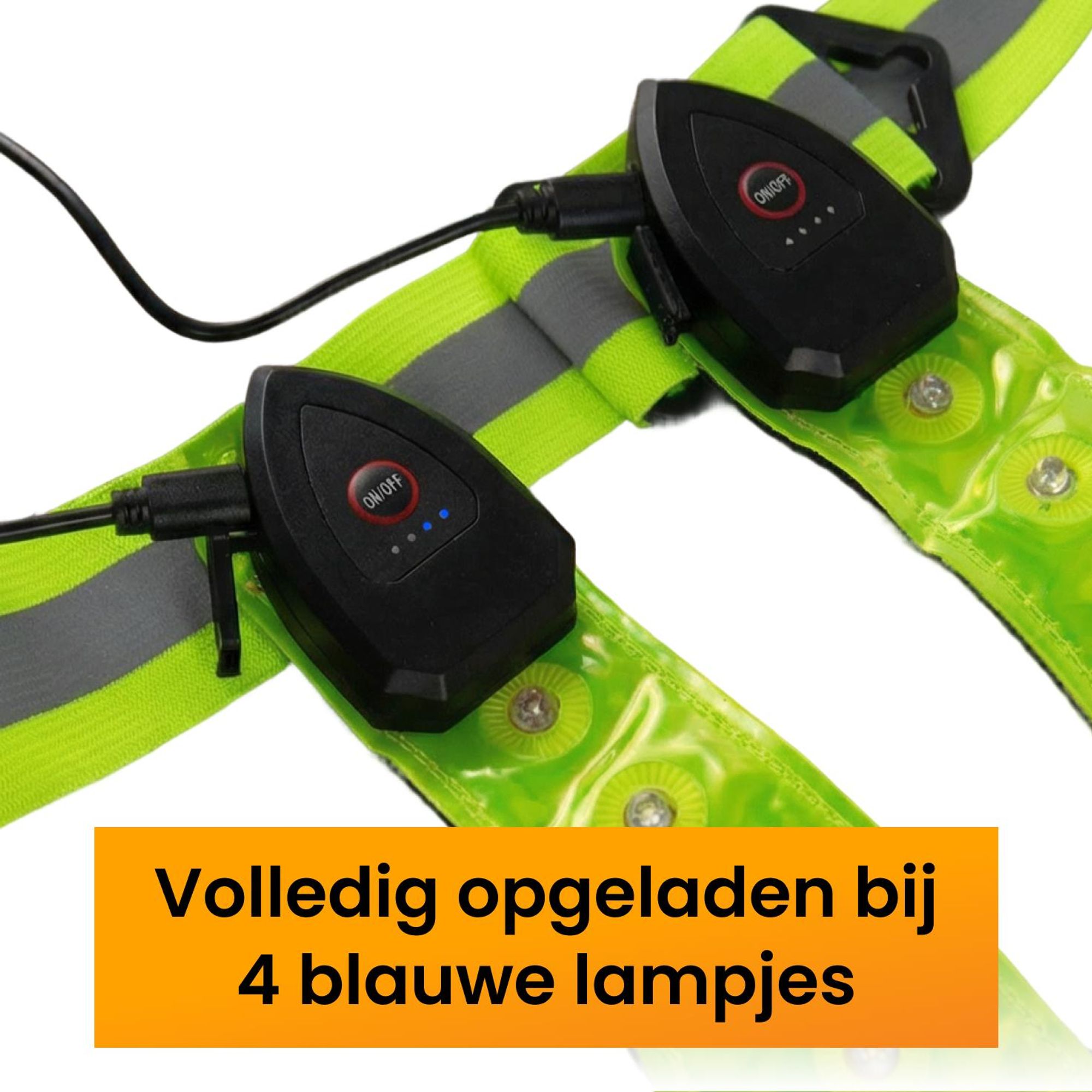 R2B Hardloopvest met Verlichting & Opbergvak – USB-C Oplaadbaar – Grijs