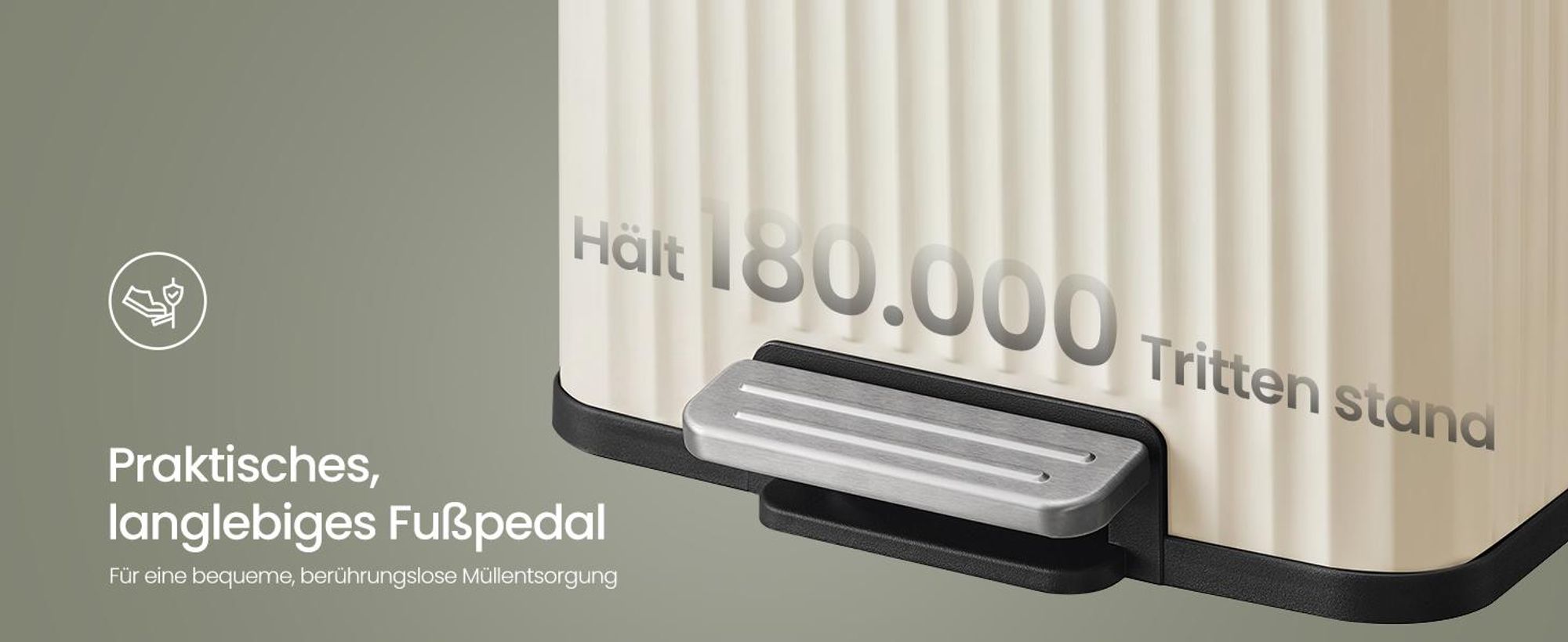 SONGMICS Mülleimer Küche, Abfallbehälter mit Deckel und Pedal, Softclose, Herausnehmbarer Inneneimer, 30 L, Beige