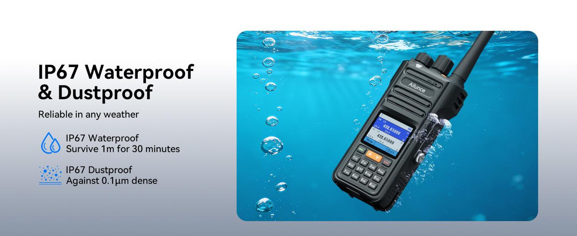 Retevis Ailunce HA2 radio Bluetooth, radioamatore, controllo APP, APRS/GPS, ricarica rapida, impermeabile IP67, 2800mAh, SOS, per radioamatori