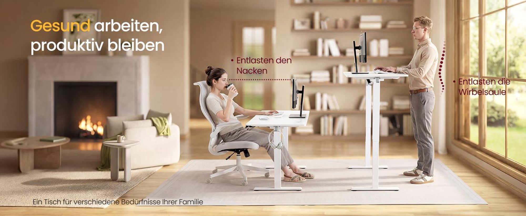 VASAGLE Elektrisch verstellbarer Stehtisch, Memory-Funktion mit 4 Höhen, Schreibtisch für Home Office, 100 x 60 cm, weiß